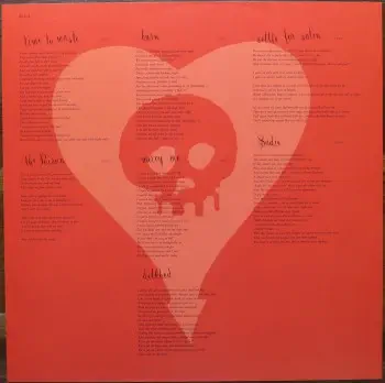 <u>PRESSING INFO</u><br><table class=inf_press><tbody><tr class=inf_info><td class=inf_title>Album:</td><td class=inf_info> Crimson on Red (UK Exclusive)  </td></tr>
    <td class=inf_title>Pressing:</td><td> First Pressing /1000  </td></tr>
    <td class=inf_title>Release Date:</td><td> 2005  </td></tr>
    <td class=inf_title>Album Pressed:</td><td> 2005  </td></tr>
    <td class=inf_title>Label:</td><td> Vagrant Records/Hassle Records VRUK012LP  </td></tr>
    <td class=inf_title>Insert:</td><td> Double Sided Glossy  </td></tr>
    <td class=inf_title>Barcode:</td><td> 5 060100-660288  </td></tr>
    <td class=inf_title>Side A Matrix:</td><td> VRUK-012-A-1  </td></tr>
    <td class=inf_title>Side B Matrix:</td><td> VRUK-012-B2  </td></tr>
    <td class=inf_title>&nbsp;</td><td> <a href=https://www.discogs.com/release/1293416 target=_blank rel=noopener noreferrer>View This Release on Discogs</a>  </tr></tbody></table>
<br><u>PRICING</u><span class='less' style='padding-left: 8px; color: var(--font-colour_grey);'>(prices shown in USD)</span><br><table class='inf_press'><tbody><tr class='inf_info'>
            <td class='inf_title'>Last Sold:</td>
            <td><span title='Sold for €80.00'>$91.11</span> (May 10, 2026)</td>
            </tr><tr class='inf_info'>
            <td class='inf_title'>History:</td>
            <td>
                <span class='price-low' title='£30.00 · Sold on Dec 28, 2018'>Low: <span class='price-value'>$39.95</span></span>
                <span class='price-separator'>|</span>
                <span class='price-avg'>Avg: <span class='price-value'>$105.96</span></span>
                <span class='price-separator'>|</span>
                <span class='price-high' title='€175.00 · Sold on Oct 13, 2025'>High: <span class='price-value'>$199.31</span></span>
            </td>
            </tr></tbody></table><br>    <br><br><u>TRACKLIST</u><br><table class='inf_tracks'><tbody><tr>
            <td class='inf_num'>A1</td>
            <td class='inf_trk'>Time To Waste</td>
            <td class='inf_len'>4:11</td>
            <td><a href='#' class='lyric-link' data-album-code='crimson' data-song-title='Time To Waste'>Lyrics</a></td></tr><tr>
            <td class='inf_num'>A2</td>
            <td class='inf_trk'>The Poison</td>
            <td class='inf_len'>2:04</td>
            <td><a href='#' class='lyric-link' data-album-code='crimson' data-song-title='The Poison'>Lyrics</a></td></tr><tr>
            <td class='inf_num'>A3</td>
            <td class='inf_trk'>Burn</td>
            <td class='inf_len'>4:05</td>
            <td><a href='#' class='lyric-link' data-album-code='crimson' data-song-title='Burn'>Lyrics</a></td></tr><tr>
            <td class='inf_num'>A4</td>
            <td class='inf_trk'>Mercy Me</td>
            <td class='inf_len'>2:49</td>
            <td><a href='#' class='lyric-link' data-album-code='crimson' data-song-title='Mercy Me'>Lyrics</a></td></tr><tr>
            <td class='inf_num'>A5</td>
            <td class='inf_trk'>Dethbed</td>
            <td class='inf_len'>3:03</td>
            <td><a href='#' class='lyric-link' data-album-code='crimson' data-song-title='Dethbed'>Lyrics</a></td></tr><tr>
            <td class='inf_num'>A6</td>
            <td class='inf_trk'>Settle For Satin</td>
            <td class='inf_len'>3:49</td>
            <td><a href='#' class='lyric-link' data-album-code='crimson' data-song-title='Settle For Satin'>Lyrics</a></td></tr><tr>
            <td class='inf_num'>A7</td>
            <td class='inf_trk'>Sadie</td>
            <td class='inf_len'>4:39</td>
            <td><a href='#' class='lyric-link' data-album-code='crimson' data-song-title='Sadie'>Lyrics</a></td></tr><tr>
            <td class='inf_num'>B1</td>
            <td class='inf_trk'>Fall Victim</td>
            <td class='inf_len'>3:18</td>
            <td><a href='#' class='lyric-link' data-album-code='crimson' data-song-title='Fall Victim'>Lyrics</a></td></tr><tr>
            <td class='inf_num'>B2</td>
            <td class='inf_trk'>I Was A Prayer</td>
            <td class='inf_len'>2:36</td>
            <td><a href='#' class='lyric-link' data-album-code='crimson' data-song-title='I Was A Prayer'>Lyrics</a></td></tr><tr>
            <td class='inf_num'>B3</td>
            <td class='inf_trk'>Prevent This Tragedy</td>
            <td class='inf_len'>3:06</td>
            <td><a href='#' class='lyric-link' data-album-code='crimson' data-song-title='Prevent This Tragedy'>Lyrics</a></td></tr><tr>
            <td class='inf_num'>B4</td>
            <td class='inf_trk'>Back To Hell</td>
            <td class='inf_len'>2:54</td>
            <td><a href='#' class='lyric-link' data-album-code='crimson' data-song-title='Back To Hell'>Lyrics</a></td></tr><tr>
            <td class='inf_num'>B5</td>
            <td class='inf_trk'>Your Neck</td>
            <td class='inf_len'>3:15</td>
            <td><a href='#' class='lyric-link' data-album-code='crimson' data-song-title='Your Neck'>Lyrics</a></td></tr><tr>
            <td class='inf_num'>B6</td>
            <td class='inf_trk'>Smoke</td>
            <td class='inf_len'>2:59</td>
            <td><a href='#' class='lyric-link' data-album-code='crimson' data-song-title='Smoke'>Lyrics</a></td></tr></tbody></table><br><br>
    <u>NOTES</u><br> Double sided glossy insert. Matte finish cover with Limited Crimson Coloured Vinyl hype sticker. Vagrant/Hassle markings on cover. Made in Holland sticker.
 - Insert