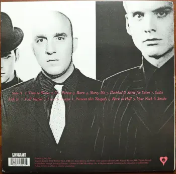 <u>PRESSING INFO</u><br><table class=inf_press><tbody><tr class=inf_info><td class=inf_title>Album:</td><td class=inf_info> Crimson on US Black  </td></tr>
    <td class=inf_title>Pressing:</td><td> First Pressing /??  </td></tr>
    <td class=inf_title>Release Date:</td><td> 2005  </td></tr>
    <td class=inf_title>Album Pressed:</td><td> 2005  </td></tr>
    <td class=inf_title>Label:</td><td> Vagrant Records VR509  </td></tr>
    <td class=inf_title>Insert:</td><td> Double Sided Glossy  </td></tr>
    <td class=inf_title>Barcode:</td><td> 6 01091-050914  </td></tr>
    <td class=inf_title>Side A Matrix:</td><td> UNIVERSAL VR509 A 4  </td></tr>
    <td class=inf_title>Side B Matrix:</td><td> UNIVERSAL VR509 B 4  </td></tr>
    <td class=inf_title>&nbsp;</td><td> <a href=https://www.discogs.com/release/1428034 target=_blank rel=noopener noreferrer>View This Release on Discogs</a>  </tr></tbody></table>
<br><u>PRICING</u><span class='less' style='padding-left: 8px; color: var(--font-colour_grey);'>(prices shown in USD)</span><br><table class='inf_press'><tbody><tr class='inf_info'>
            <td class='inf_title'>Last Sold:</td>
            <td>$37.00 (Jun 27, 2026)</td>
            </tr><tr class='inf_info'>
            <td class='inf_title'>History:</td>
            <td>
                <span class='price-low' title='Sold on May 7, 2020'>Low: <span class='price-value'>$24.00</span></span>
                <span class='price-separator'>|</span>
                <span class='price-avg'>Avg: <span class='price-value'>$83.90</span></span>
                <span class='price-separator'>|</span>
                <span class='price-high' title='Sold on Aug 21, 2021'>High: <span class='price-value'>$179.99</span></span>
            </td>
            </tr></tbody></table><br>    <br><br><u>TRACKLIST</u><br><table class='inf_tracks'><tbody><tr>
            <td class='inf_num'>A1</td>
            <td class='inf_trk'>Time To Waste</td>
            <td class='inf_len'>4:11</td>
            <td><a href='#' class='lyric-link' data-album-code='crimson' data-song-title='Time To Waste'>Lyrics</a></td></tr><tr>
            <td class='inf_num'>A2</td>
            <td class='inf_trk'>The Poison</td>
            <td class='inf_len'>2:04</td>
            <td><a href='#' class='lyric-link' data-album-code='crimson' data-song-title='The Poison'>Lyrics</a></td></tr><tr>
            <td class='inf_num'>A3</td>
            <td class='inf_trk'>Burn</td>
            <td class='inf_len'>4:05</td>
            <td><a href='#' class='lyric-link' data-album-code='crimson' data-song-title='Burn'>Lyrics</a></td></tr><tr>
            <td class='inf_num'>A4</td>
            <td class='inf_trk'>Mercy Me</td>
            <td class='inf_len'>2:49</td>
            <td><a href='#' class='lyric-link' data-album-code='crimson' data-song-title='Mercy Me'>Lyrics</a></td></tr><tr>
            <td class='inf_num'>A5</td>
            <td class='inf_trk'>Dethbed</td>
            <td class='inf_len'>3:03</td>
            <td><a href='#' class='lyric-link' data-album-code='crimson' data-song-title='Dethbed'>Lyrics</a></td></tr><tr>
            <td class='inf_num'>A6</td>
            <td class='inf_trk'>Settle For Satin</td>
            <td class='inf_len'>3:49</td>
            <td><a href='#' class='lyric-link' data-album-code='crimson' data-song-title='Settle For Satin'>Lyrics</a></td></tr><tr>
            <td class='inf_num'>A7</td>
            <td class='inf_trk'>Sadie</td>
            <td class='inf_len'>4:39</td>
            <td><a href='#' class='lyric-link' data-album-code='crimson' data-song-title='Sadie'>Lyrics</a></td></tr><tr>
            <td class='inf_num'>B1</td>
            <td class='inf_trk'>Fall Victim</td>
            <td class='inf_len'>3:18</td>
            <td><a href='#' class='lyric-link' data-album-code='crimson' data-song-title='Fall Victim'>Lyrics</a></td></tr><tr>
            <td class='inf_num'>B2</td>
            <td class='inf_trk'>I Was A Prayer</td>
            <td class='inf_len'>2:36</td>
            <td><a href='#' class='lyric-link' data-album-code='crimson' data-song-title='I Was A Prayer'>Lyrics</a></td></tr><tr>
            <td class='inf_num'>B3</td>
            <td class='inf_trk'>Prevent This Tragedy</td>
            <td class='inf_len'>3:06</td>
            <td><a href='#' class='lyric-link' data-album-code='crimson' data-song-title='Prevent This Tragedy'>Lyrics</a></td></tr><tr>
            <td class='inf_num'>B4</td>
            <td class='inf_trk'>Back To Hell</td>
            <td class='inf_len'>2:54</td>
            <td><a href='#' class='lyric-link' data-album-code='crimson' data-song-title='Back To Hell'>Lyrics</a></td></tr><tr>
            <td class='inf_num'>B5</td>
            <td class='inf_trk'>Your Neck</td>
            <td class='inf_len'>3:15</td>
            <td><a href='#' class='lyric-link' data-album-code='crimson' data-song-title='Your Neck'>Lyrics</a></td></tr><tr>
            <td class='inf_num'>B6</td>
            <td class='inf_trk'>Smoke</td>
            <td class='inf_len'>2:59</td>
            <td><a href='#' class='lyric-link' data-album-code='crimson' data-song-title='Smoke'>Lyrics</a></td></tr></tbody></table><br><br>
    <u>NOTES</u><br> There were quite a few copies of this album sent out as 'promos' to radio stations and record stores, and those copies usually have a punch out or hole through the barcode. These are identical to the version you could buy in store.
 - Back