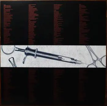 <u>PRESSING INFO</u><br><table class=inf_press><tbody><tr class=inf_info><td class=inf_title>Album:</td><td class=inf_info> From Here To Infirmary on Dark Grey Marble  </td></tr>
    <td class=inf_title>Pressing:</td><td> Second Pressing /200-300  </td></tr>
    <td class=inf_title>Release Date:</td><td> Nov. 15th 2011  </td></tr>
    <td class=inf_title>Album Pressed:</td><td> 2011  </td></tr>
    <td class=inf_title>Label:</td><td> Vagrant Records/Cobraside Distribution CSDLP 1156  </td></tr>
    <td class=inf_title>Insert:</td><td> Double Sided Glossy  </td></tr>
    <td class=inf_title>Barcode:</td><td> 8 29707-95561 7  </td></tr>
    <td class=inf_title>Side A Matrix:</td><td> CSDLP-1156-A  </td></tr>
    <td class=inf_title>Side B Matrix:</td><td> CSDLP-1156-B  </td></tr>
    <td class=inf_title>&nbsp;</td><td> <a href=https://www.discogs.com/release/9908187 target=_blank rel=noopener noreferrer>View This Release on Discogs</a>  </tr></tbody></table>
<br><u>PRICING</u><span class='less' style='padding-left: 8px; color: var(--font-colour_grey);'>(prices shown in USD)</span><br><table class='inf_press'><tbody><tr class='inf_info'>
            <td class='inf_title'>Last Sold:</td>
            <td>$25.00 (Mar 18, 2025)</td>
            </tr><tr class='inf_info'>
            <td class='inf_title'>History:</td>
            <td>
                <span class='price-low' title='Sold on Mar 18, 2025'>Low: <span class='price-value'>$25.00</span></span>
                <span class='price-separator'>|</span>
                <span class='price-avg'>Avg: <span class='price-value'>$36.00</span></span>
                <span class='price-separator'>|</span>
                <span class='price-high' title='Sold on Mar 2, 2021'>High: <span class='price-value'>$55.00</span></span>
            </td>
            </tr></tbody></table><br>    <br><br><u>TRACKLIST</u><br><table class='inf_tracks'><tbody><tr>
            <td class='inf_num'>A1</td>
            <td class='inf_trk'>Private Eye</td>
            <td class='inf_len'>3:30</td>
            <td><a href='#' class='lyric-link' data-album-code='fhti' data-song-title='Private Eye'>Lyrics</a></td></tr><tr>
            <td class='inf_num'>A2</td>
            <td class='inf_trk'>Mr. Chainsaw</td>
            <td class='inf_len'>3:05</td>
            <td><a href='#' class='lyric-link' data-album-code='fhti' data-song-title='Mr. Chainsaw'>Lyrics</a></td></tr><tr>
            <td class='inf_num'>A3</td>
            <td class='inf_trk'>Take Lots With Alcohol</td>
            <td class='inf_len'>3:13</td>
            <td><a href='#' class='lyric-link' data-album-code='fhti' data-song-title='Take Lots With Alcohol'>Lyrics</a></td></tr><tr>
            <td class='inf_num'>A4</td>
            <td class='inf_trk'>Stupid Kid</td>
            <td class='inf_len'>2:23</td>
            <td><a href='#' class='lyric-link' data-album-code='fhti' data-song-title='Stupid Kid'>Lyrics</a></td></tr><tr>
            <td class='inf_num'>A5</td>
            <td class='inf_trk'>Another Innocent Girl</td>
            <td class='inf_len'>3:37</td>
            <td><a href='#' class='lyric-link' data-album-code='fhti' data-song-title='Another Innocent Girl'>Lyrics</a></td></tr><tr>
            <td class='inf_num'>A6</td>
            <td class='inf_trk'>Steamer Trunk</td>
            <td class='inf_len'>2:50</td>
            <td><a href='#' class='lyric-link' data-album-code='fhti' data-song-title='Steamer Trunk'>Lyrics</a></td></tr><tr>
            <td class='inf_num'>B1</td>
            <td class='inf_trk'>You’re Dead</td>
            <td class='inf_len'>3:50</td>
            <td><a href='#' class='lyric-link' data-album-code='fhti' data-song-title='You’re Dead'>Lyrics</a></td></tr><tr>
            <td class='inf_num'>B2</td>
            <td class='inf_trk'>Armageddon</td>
            <td class='inf_len'>2:49</td>
            <td><a href='#' class='lyric-link' data-album-code='fhti' data-song-title='Armageddon'>Lyrics</a></td></tr><tr>
            <td class='inf_num'>B3</td>
            <td class='inf_trk'>I’m Dying Tomorrow</td>
            <td class='inf_len'>2:18</td>
            <td><a href='#' class='lyric-link' data-album-code='fhti' data-song-title='I’m Dying Tomorrow'>Lyrics</a></td></tr><tr>
            <td class='inf_num'>B4</td>
            <td class='inf_trk'>Bloodied Up</td>
            <td class='inf_len'>2:51</td>
            <td><a href='#' class='lyric-link' data-album-code='fhti' data-song-title='Bloodied Up'>Lyrics</a></td></tr><tr>
            <td class='inf_num'>B5</td>
            <td class='inf_trk'>Trucks And Trains</td>
            <td class='inf_len'>3:16</td>
            <td><a href='#' class='lyric-link' data-album-code='fhti' data-song-title='Trucks And Trains'>Lyrics</a></td></tr><tr>
            <td class='inf_num'>B6</td>
            <td class='inf_trk'>Crawl</td>
            <td class='inf_len'>4:25</td>
            <td><a href='#' class='lyric-link' data-album-code='fhti' data-song-title='Crawl'>Lyrics</a></td></tr></tbody></table><br><br>
    <u>NOTES</u><br> Covers from here on out are less glossy than the 1st press. Lyric text is smaller than 1st press inserts.
 - Insert