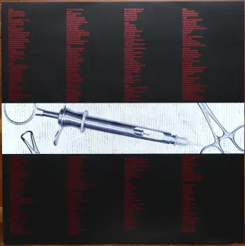 <u>PRESSING INFO</u><br><table class=inf_press><tbody><tr class=inf_info><td class=inf_title>Album:</td><td class=inf_info> From Here To Infirmary on Lavender  </td></tr>
    <td class=inf_title>Pressing:</td><td> Second Pressing /200-300  </td></tr>
    <td class=inf_title>Release Date:</td><td> Nov. 15th 2011  </td></tr>
    <td class=inf_title>Album Pressed:</td><td> 2011  </td></tr>
    <td class=inf_title>Label:</td><td> Vagrant Records/Cobraside Distribution CSDLP 1156  </td></tr>
    <td class=inf_title>Insert:</td><td> Double Sided Glossy  </td></tr>
    <td class=inf_title>Barcode:</td><td> 8 29707-95561 7  </td></tr>
    <td class=inf_title>Side A Matrix:</td><td> CSDLP-1156-A  </td></tr>
    <td class=inf_title>Side B Matrix:</td><td> CSDLP-1156-B  </td></tr>
    <td class=inf_title>&nbsp;</td><td> <a href=https://www.discogs.com/release/12751931 target=_blank rel=noopener noreferrer>View This Release on Discogs</a>  </tr></tbody></table>
    <br><br><u>TRACKLIST</u><br><table class='inf_tracks'><tbody><tr>
            <td class='inf_num'>A1</td>
            <td class='inf_trk'>Private Eye</td>
            <td class='inf_len'>3:30</td>
            <td><a href='#' class='lyric-link' data-album-code='fhti' data-song-title='Private Eye'>Lyrics</a></td></tr><tr>
            <td class='inf_num'>A2</td>
            <td class='inf_trk'>Mr. Chainsaw</td>
            <td class='inf_len'>3:05</td>
            <td><a href='#' class='lyric-link' data-album-code='fhti' data-song-title='Mr. Chainsaw'>Lyrics</a></td></tr><tr>
            <td class='inf_num'>A3</td>
            <td class='inf_trk'>Take Lots With Alcohol</td>
            <td class='inf_len'>3:13</td>
            <td><a href='#' class='lyric-link' data-album-code='fhti' data-song-title='Take Lots With Alcohol'>Lyrics</a></td></tr><tr>
            <td class='inf_num'>A4</td>
            <td class='inf_trk'>Stupid Kid</td>
            <td class='inf_len'>2:23</td>
            <td><a href='#' class='lyric-link' data-album-code='fhti' data-song-title='Stupid Kid'>Lyrics</a></td></tr><tr>
            <td class='inf_num'>A5</td>
            <td class='inf_trk'>Another Innocent Girl</td>
            <td class='inf_len'>3:37</td>
            <td><a href='#' class='lyric-link' data-album-code='fhti' data-song-title='Another Innocent Girl'>Lyrics</a></td></tr><tr>
            <td class='inf_num'>A6</td>
            <td class='inf_trk'>Steamer Trunk</td>
            <td class='inf_len'>2:50</td>
            <td><a href='#' class='lyric-link' data-album-code='fhti' data-song-title='Steamer Trunk'>Lyrics</a></td></tr><tr>
            <td class='inf_num'>B1</td>
            <td class='inf_trk'>You’re Dead</td>
            <td class='inf_len'>3:50</td>
            <td><a href='#' class='lyric-link' data-album-code='fhti' data-song-title='You’re Dead'>Lyrics</a></td></tr><tr>
            <td class='inf_num'>B2</td>
            <td class='inf_trk'>Armageddon</td>
            <td class='inf_len'>2:49</td>
            <td><a href='#' class='lyric-link' data-album-code='fhti' data-song-title='Armageddon'>Lyrics</a></td></tr><tr>
            <td class='inf_num'>B3</td>
            <td class='inf_trk'>I’m Dying Tomorrow</td>
            <td class='inf_len'>2:18</td>
            <td><a href='#' class='lyric-link' data-album-code='fhti' data-song-title='I’m Dying Tomorrow'>Lyrics</a></td></tr><tr>
            <td class='inf_num'>B4</td>
            <td class='inf_trk'>Bloodied Up</td>
            <td class='inf_len'>2:51</td>
            <td><a href='#' class='lyric-link' data-album-code='fhti' data-song-title='Bloodied Up'>Lyrics</a></td></tr><tr>
            <td class='inf_num'>B5</td>
            <td class='inf_trk'>Trucks And Trains</td>
            <td class='inf_len'>3:16</td>
            <td><a href='#' class='lyric-link' data-album-code='fhti' data-song-title='Trucks And Trains'>Lyrics</a></td></tr><tr>
            <td class='inf_num'>B6</td>
            <td class='inf_trk'>Crawl</td>
            <td class='inf_len'>4:25</td>
            <td><a href='#' class='lyric-link' data-album-code='fhti' data-song-title='Crawl'>Lyrics</a></td></tr></tbody></table><br><br>
    <u>NOTES</u><br> Covers from here on out are less glossy than the 1st press. Lyric text is smaller than 1st press inserts.
 - Insert