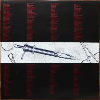 <u>PRESSING INFO</u><br><table class=inf_press><tbody><tr class=inf_info><td class=inf_title>Album:</td><td class=inf_info> From Here To Infirmary on Red & Black Marble (Interpunk Exclusive)  </td></tr>
    <td class=inf_title>Pressing:</td><td> Second Pressing /500  </td></tr>
    <td class=inf_title>Release Date:</td><td> Nov. 15th 2011  </td></tr>
    <td class=inf_title>Album Pressed:</td><td> 2011  </td></tr>
    <td class=inf_title>Label:</td><td> Vagrant Records/Cobraside Distribution CSDLP 1156  </td></tr>
    <td class=inf_title>Insert:</td><td> Double Sided Glossy  </td></tr>
    <td class=inf_title>Barcode:</td><td> 8 29707-95561 7  </td></tr>
    <td class=inf_title>Side A Matrix:</td><td> CSDLP-1156-A  </td></tr>
    <td class=inf_title>Side B Matrix:</td><td> CSDLP-1156-B  </td></tr>
    <td class=inf_title>&nbsp;</td><td> <a href=https://www.discogs.com/release/3960010 target=_blank rel=noopener noreferrer>View This Release on Discogs</a>  </tr></tbody></table>
<br><u>PRICING</u><span class='less' style='padding-left: 8px; color: var(--font-colour_grey);'>(prices shown in USD)</span><br><table class='inf_press'><tbody><tr class='inf_info'>
            <td class='inf_title'>Last Sold:</td>
            <td>$39.99 (Aug 29, 2025)</td>
            </tr><tr class='inf_info'>
            <td class='inf_title'>History:</td>
            <td>
                <span class='price-low' title='Sold on Jun 24, 2014'>Low: <span class='price-value'>$15.00</span></span>
                <span class='price-separator'>|</span>
                <span class='price-avg'>Avg: <span class='price-value'>$57.36</span></span>
                <span class='price-separator'>|</span>
                <span class='price-high' title='Sold on Jun 23, 2025'>High: <span class='price-value'>$140.00</span></span>
            </td>
            </tr></tbody></table><br>    <br><br><u>TRACKLIST</u><br><table class='inf_tracks'><tbody><tr>
            <td class='inf_num'>A1</td>
            <td class='inf_trk'>Private Eye</td>
            <td class='inf_len'>3:30</td>
            <td><a href='#' class='lyric-link' data-album-code='fhti' data-song-title='Private Eye'>Lyrics</a></td></tr><tr>
            <td class='inf_num'>A2</td>
            <td class='inf_trk'>Mr. Chainsaw</td>
            <td class='inf_len'>3:05</td>
            <td><a href='#' class='lyric-link' data-album-code='fhti' data-song-title='Mr. Chainsaw'>Lyrics</a></td></tr><tr>
            <td class='inf_num'>A3</td>
            <td class='inf_trk'>Take Lots With Alcohol</td>
            <td class='inf_len'>3:13</td>
            <td><a href='#' class='lyric-link' data-album-code='fhti' data-song-title='Take Lots With Alcohol'>Lyrics</a></td></tr><tr>
            <td class='inf_num'>A4</td>
            <td class='inf_trk'>Stupid Kid</td>
            <td class='inf_len'>2:23</td>
            <td><a href='#' class='lyric-link' data-album-code='fhti' data-song-title='Stupid Kid'>Lyrics</a></td></tr><tr>
            <td class='inf_num'>A5</td>
            <td class='inf_trk'>Another Innocent Girl</td>
            <td class='inf_len'>3:37</td>
            <td><a href='#' class='lyric-link' data-album-code='fhti' data-song-title='Another Innocent Girl'>Lyrics</a></td></tr><tr>
            <td class='inf_num'>A6</td>
            <td class='inf_trk'>Steamer Trunk</td>
            <td class='inf_len'>2:50</td>
            <td><a href='#' class='lyric-link' data-album-code='fhti' data-song-title='Steamer Trunk'>Lyrics</a></td></tr><tr>
            <td class='inf_num'>B1</td>
            <td class='inf_trk'>You’re Dead</td>
            <td class='inf_len'>3:50</td>
            <td><a href='#' class='lyric-link' data-album-code='fhti' data-song-title='You’re Dead'>Lyrics</a></td></tr><tr>
            <td class='inf_num'>B2</td>
            <td class='inf_trk'>Armageddon</td>
            <td class='inf_len'>2:49</td>
            <td><a href='#' class='lyric-link' data-album-code='fhti' data-song-title='Armageddon'>Lyrics</a></td></tr><tr>
            <td class='inf_num'>B3</td>
            <td class='inf_trk'>I’m Dying Tomorrow</td>
            <td class='inf_len'>2:18</td>
            <td><a href='#' class='lyric-link' data-album-code='fhti' data-song-title='I’m Dying Tomorrow'>Lyrics</a></td></tr><tr>
            <td class='inf_num'>B4</td>
            <td class='inf_trk'>Bloodied Up</td>
            <td class='inf_len'>2:51</td>
            <td><a href='#' class='lyric-link' data-album-code='fhti' data-song-title='Bloodied Up'>Lyrics</a></td></tr><tr>
            <td class='inf_num'>B5</td>
            <td class='inf_trk'>Trucks And Trains</td>
            <td class='inf_len'>3:16</td>
            <td><a href='#' class='lyric-link' data-album-code='fhti' data-song-title='Trucks And Trains'>Lyrics</a></td></tr><tr>
            <td class='inf_num'>B6</td>
            <td class='inf_trk'>Crawl</td>
            <td class='inf_len'>4:25</td>
            <td><a href='#' class='lyric-link' data-album-code='fhti' data-song-title='Crawl'>Lyrics</a></td></tr></tbody></table><br><br>
    <u>NOTES</u><br> Interpunk Exclusive. This pressing was distributed through Interpunk as an exclusive. It turned out to be more smokey than marbled.
 - Insert