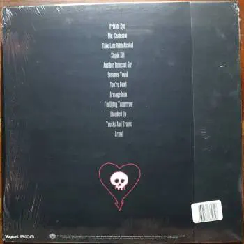 <u>PRESSING INFO</u><br><table class=inf_press><tbody><tr class=inf_info><td class=inf_title>Album:</td><td class=inf_info> From Here To Infirmary on Red with Black Splatter (US RSD Vagrant 25th Anniversary)  </td></tr>
    <td class=inf_title>Pressing:</td><td> Fourth Pressing /3000  </td></tr>
    <td class=inf_title>Release Date:</td><td> Apr. 7th 2021  </td></tr>
    <td class=inf_title>Album Pressed:</td><td> 2021  </td></tr>
    <td class=inf_title>Label:</td><td> Vagrant Records/BMG VR4405  </td></tr>
    <td class=inf_title>Insert:</td><td> Double Sided Glossy  </td></tr>
    <td class=inf_title>Barcode:</td><td> 4 050538 230147  </td></tr>
    <td class=inf_title>Side A Matrix:</td><td> VR4405 A ALKALINE TRIO-FROM HERE TO INFIRMARY plush v [Etched] VR4405-A 219742E1 894677 [Stamped]  </td></tr>
    <td class=inf_title>Side B Matrix:</td><td> VR4405 B ALKALINE TRIO-HERE TO INFIRMARY plush vinyl [Etched] VR4405-B 219742E2 894675 [Stamped]  </td></tr>
    <td class=inf_title>&nbsp;</td><td> <a href=https://www.discogs.com/release/19114693 target=_blank rel=noopener noreferrer>View This Release on Discogs</a>  </tr></tbody></table>
<br><u>PRICING</u><span class='less' style='padding-left: 8px; color: var(--font-colour_grey);'>(prices shown in USD)</span><br><table class='inf_press'><tbody><tr class='inf_info'>
            <td class='inf_title'>Last Sold:</td>
            <td>$60.00 (Jul 17, 2026)</td>
            </tr><tr class='inf_info'>
            <td class='inf_title'>History:</td>
            <td>
                <span class='price-low' title='Sold on Jul 5, 2025'>Low: <span class='price-value'>$22.00</span></span>
                <span class='price-separator'>|</span>
                <span class='price-avg'>Avg: <span class='price-value'>$40.70</span></span>
                <span class='price-separator'>|</span>
                <span class='price-high' title='€57.50 · Sold on Dec 31, 2025'>High: <span class='price-value'>$65.49</span></span>
            </td>
            </tr></tbody></table><br>    <br><br><u>TRACKLIST</u><br><table class='inf_tracks'><tbody><tr>
            <td class='inf_num'>A1</td>
            <td class='inf_trk'>Private Eye</td>
            <td class='inf_len'>3:30</td>
            <td><a href='#' class='lyric-link' data-album-code='fhti' data-song-title='Private Eye'>Lyrics</a></td></tr><tr>
            <td class='inf_num'>A2</td>
            <td class='inf_trk'>Mr. Chainsaw</td>
            <td class='inf_len'>3:05</td>
            <td><a href='#' class='lyric-link' data-album-code='fhti' data-song-title='Mr. Chainsaw'>Lyrics</a></td></tr><tr>
            <td class='inf_num'>A3</td>
            <td class='inf_trk'>Take Lots With Alcohol</td>
            <td class='inf_len'>3:13</td>
            <td><a href='#' class='lyric-link' data-album-code='fhti' data-song-title='Take Lots With Alcohol'>Lyrics</a></td></tr><tr>
            <td class='inf_num'>A4</td>
            <td class='inf_trk'>Stupid Kid</td>
            <td class='inf_len'>2:23</td>
            <td><a href='#' class='lyric-link' data-album-code='fhti' data-song-title='Stupid Kid'>Lyrics</a></td></tr><tr>
            <td class='inf_num'>A5</td>
            <td class='inf_trk'>Another Innocent Girl</td>
            <td class='inf_len'>3:37</td>
            <td><a href='#' class='lyric-link' data-album-code='fhti' data-song-title='Another Innocent Girl'>Lyrics</a></td></tr><tr>
            <td class='inf_num'>A6</td>
            <td class='inf_trk'>Steamer Trunk</td>
            <td class='inf_len'>2:50</td>
            <td><a href='#' class='lyric-link' data-album-code='fhti' data-song-title='Steamer Trunk'>Lyrics</a></td></tr><tr>
            <td class='inf_num'>B1</td>
            <td class='inf_trk'>You’re Dead</td>
            <td class='inf_len'>3:50</td>
            <td><a href='#' class='lyric-link' data-album-code='fhti' data-song-title='You’re Dead'>Lyrics</a></td></tr><tr>
            <td class='inf_num'>B2</td>
            <td class='inf_trk'>Armageddon</td>
            <td class='inf_len'>2:49</td>
            <td><a href='#' class='lyric-link' data-album-code='fhti' data-song-title='Armageddon'>Lyrics</a></td></tr><tr>
            <td class='inf_num'>B3</td>
            <td class='inf_trk'>I’m Dying Tomorrow</td>
            <td class='inf_len'>2:18</td>
            <td><a href='#' class='lyric-link' data-album-code='fhti' data-song-title='I’m Dying Tomorrow'>Lyrics</a></td></tr><tr>
            <td class='inf_num'>B4</td>
            <td class='inf_trk'>Bloodied Up</td>
            <td class='inf_len'>2:51</td>
            <td><a href='#' class='lyric-link' data-album-code='fhti' data-song-title='Bloodied Up'>Lyrics</a></td></tr><tr>
            <td class='inf_num'>B5</td>
            <td class='inf_trk'>Trucks And Trains</td>
            <td class='inf_len'>3:16</td>
            <td><a href='#' class='lyric-link' data-album-code='fhti' data-song-title='Trucks And Trains'>Lyrics</a></td></tr><tr>
            <td class='inf_num'>B6</td>
            <td class='inf_trk'>Crawl</td>
            <td class='inf_len'>4:25</td>
            <td><a href='#' class='lyric-link' data-album-code='fhti' data-song-title='Crawl'>Lyrics</a></td></tr></tbody></table><br><br>
    <u>NOTES</u><br> This pressing was released for Record Store Day 2021 and to mark Vagrant Records 25th Anniversary.
 - Back