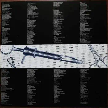 <u>PRESSING INFO</u><br><table class=inf_press><tbody><tr class=inf_info><td class=inf_title>Album:</td><td class=inf_info> From Here To Infirmary on Red with Black Splatter (US RSD Vagrant 25th Anniversary)  </td></tr>
    <td class=inf_title>Pressing:</td><td> Fourth Pressing /3000  </td></tr>
    <td class=inf_title>Release Date:</td><td> Apr. 7th 2021  </td></tr>
    <td class=inf_title>Album Pressed:</td><td> 2021  </td></tr>
    <td class=inf_title>Label:</td><td> Vagrant Records/BMG VR4405  </td></tr>
    <td class=inf_title>Insert:</td><td> Double Sided Glossy  </td></tr>
    <td class=inf_title>Barcode:</td><td> 4 050538 230147  </td></tr>
    <td class=inf_title>Side A Matrix:</td><td> VR4405 A ALKALINE TRIO-FROM HERE TO INFIRMARY plush v [Etched] VR4405-A 219742E1 894677 [Stamped]  </td></tr>
    <td class=inf_title>Side B Matrix:</td><td> VR4405 B ALKALINE TRIO-HERE TO INFIRMARY plush vinyl [Etched] VR4405-B 219742E2 894675 [Stamped]  </td></tr>
    <td class=inf_title>&nbsp;</td><td> <a href=https://www.discogs.com/release/19114693 target=_blank rel=noopener noreferrer>View This Release on Discogs</a>  </tr></tbody></table>
<br><u>PRICING</u><span class='less' style='padding-left: 8px; color: var(--font-colour_grey);'>(prices shown in USD)</span><br><table class='inf_press'><tbody><tr class='inf_info'>
            <td class='inf_title'>Last Sold:</td>
            <td>$60.00 (Jul 17, 2026)</td>
            </tr><tr class='inf_info'>
            <td class='inf_title'>History:</td>
            <td>
                <span class='price-low' title='Sold on Jul 5, 2025'>Low: <span class='price-value'>$22.00</span></span>
                <span class='price-separator'>|</span>
                <span class='price-avg'>Avg: <span class='price-value'>$40.70</span></span>
                <span class='price-separator'>|</span>
                <span class='price-high' title='€57.50 · Sold on Dec 31, 2025'>High: <span class='price-value'>$65.49</span></span>
            </td>
            </tr></tbody></table><br>    <br><br><u>TRACKLIST</u><br><table class='inf_tracks'><tbody><tr>
            <td class='inf_num'>A1</td>
            <td class='inf_trk'>Private Eye</td>
            <td class='inf_len'>3:30</td>
            <td><a href='#' class='lyric-link' data-album-code='fhti' data-song-title='Private Eye'>Lyrics</a></td></tr><tr>
            <td class='inf_num'>A2</td>
            <td class='inf_trk'>Mr. Chainsaw</td>
            <td class='inf_len'>3:05</td>
            <td><a href='#' class='lyric-link' data-album-code='fhti' data-song-title='Mr. Chainsaw'>Lyrics</a></td></tr><tr>
            <td class='inf_num'>A3</td>
            <td class='inf_trk'>Take Lots With Alcohol</td>
            <td class='inf_len'>3:13</td>
            <td><a href='#' class='lyric-link' data-album-code='fhti' data-song-title='Take Lots With Alcohol'>Lyrics</a></td></tr><tr>
            <td class='inf_num'>A4</td>
            <td class='inf_trk'>Stupid Kid</td>
            <td class='inf_len'>2:23</td>
            <td><a href='#' class='lyric-link' data-album-code='fhti' data-song-title='Stupid Kid'>Lyrics</a></td></tr><tr>
            <td class='inf_num'>A5</td>
            <td class='inf_trk'>Another Innocent Girl</td>
            <td class='inf_len'>3:37</td>
            <td><a href='#' class='lyric-link' data-album-code='fhti' data-song-title='Another Innocent Girl'>Lyrics</a></td></tr><tr>
            <td class='inf_num'>A6</td>
            <td class='inf_trk'>Steamer Trunk</td>
            <td class='inf_len'>2:50</td>
            <td><a href='#' class='lyric-link' data-album-code='fhti' data-song-title='Steamer Trunk'>Lyrics</a></td></tr><tr>
            <td class='inf_num'>B1</td>
            <td class='inf_trk'>You’re Dead</td>
            <td class='inf_len'>3:50</td>
            <td><a href='#' class='lyric-link' data-album-code='fhti' data-song-title='You’re Dead'>Lyrics</a></td></tr><tr>
            <td class='inf_num'>B2</td>
            <td class='inf_trk'>Armageddon</td>
            <td class='inf_len'>2:49</td>
            <td><a href='#' class='lyric-link' data-album-code='fhti' data-song-title='Armageddon'>Lyrics</a></td></tr><tr>
            <td class='inf_num'>B3</td>
            <td class='inf_trk'>I’m Dying Tomorrow</td>
            <td class='inf_len'>2:18</td>
            <td><a href='#' class='lyric-link' data-album-code='fhti' data-song-title='I’m Dying Tomorrow'>Lyrics</a></td></tr><tr>
            <td class='inf_num'>B4</td>
            <td class='inf_trk'>Bloodied Up</td>
            <td class='inf_len'>2:51</td>
            <td><a href='#' class='lyric-link' data-album-code='fhti' data-song-title='Bloodied Up'>Lyrics</a></td></tr><tr>
            <td class='inf_num'>B5</td>
            <td class='inf_trk'>Trucks And Trains</td>
            <td class='inf_len'>3:16</td>
            <td><a href='#' class='lyric-link' data-album-code='fhti' data-song-title='Trucks And Trains'>Lyrics</a></td></tr><tr>
            <td class='inf_num'>B6</td>
            <td class='inf_trk'>Crawl</td>
            <td class='inf_len'>4:25</td>
            <td><a href='#' class='lyric-link' data-album-code='fhti' data-song-title='Crawl'>Lyrics</a></td></tr></tbody></table><br><br>
    <u>NOTES</u><br> This pressing was released for Record Store Day 2021 and to mark Vagrant Records 25th Anniversary.
 - Insert