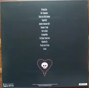 <u>PRESSING INFO</u><br><table class=inf_press><tbody><tr class=inf_info><td class=inf_title>Album:</td><td class=inf_info> From Here To Infirmary on UK Heavyweight Black (Numbered Hassle Exclusive)  </td></tr>
    <td class=inf_title>Pressing:</td><td> Fourth Pressing /500  </td></tr>
    <td class=inf_title>Release Date:</td><td> Sept. 20th 2021  </td></tr>
    <td class=inf_title>Album Pressed:</td><td> 2021  </td></tr>
    <td class=inf_title>Label:</td><td> Vagrant Records/BMG/Hassle Records HOFFVR25LP01  </td></tr>
    <td class=inf_title>Insert:</td><td> Double Sided Glossy Cardstock  </td></tr>
    <td class=inf_title>Barcode:</td><td> none  </td></tr>
    <td class=inf_title>Side A Matrix:</td><td> 878076-A (stamped) 3 (etched)  </td></tr>
    <td class=inf_title>Side B Matrix:</td><td> 878076-B (stamped) 3 (etched)  </td></tr>
    <td class=inf_title>&nbsp;</td><td> <a href=https://www.discogs.com/release/21224959 target=_blank rel=noopener noreferrer>View This Release on Discogs</a>  </tr></tbody></table>
<br><u>PRICING</u><span class='less' style='padding-left: 8px; color: var(--font-colour_grey);'>(prices shown in USD)</span><br><table class='inf_press'><tbody><tr class='inf_info'>
            <td class='inf_title'>Last Sold:</td>
            <td><span title='Sold for €14.44'>$16.45</span> (May 23, 2026)</td>
            </tr><tr class='inf_info'>
            <td class='inf_title'>History:</td>
            <td>
                <span class='price-low' title='€14.44 · Sold on May 23, 2026'>Low: <span class='price-value'>$16.45</span></span>
                <span class='price-separator'>|</span>
                <span class='price-avg'>Avg: <span class='price-value'>$33.05</span></span>
                <span class='price-separator'>|</span>
                <span class='price-high' title='£58.99 · Sold on Sep 4, 2024'>High: <span class='price-value'>$78.55</span></span>
            </td>
            </tr></tbody></table><br>    <br><br><u>TRACKLIST</u><br><table class='inf_tracks'><tbody><tr>
            <td class='inf_num'>A1</td>
            <td class='inf_trk'>Private Eye</td>
            <td class='inf_len'>3:30</td>
            <td><a href='#' class='lyric-link' data-album-code='fhti' data-song-title='Private Eye'>Lyrics</a></td></tr><tr>
            <td class='inf_num'>A2</td>
            <td class='inf_trk'>Mr. Chainsaw</td>
            <td class='inf_len'>3:05</td>
            <td><a href='#' class='lyric-link' data-album-code='fhti' data-song-title='Mr. Chainsaw'>Lyrics</a></td></tr><tr>
            <td class='inf_num'>A3</td>
            <td class='inf_trk'>Take Lots With Alcohol</td>
            <td class='inf_len'>3:13</td>
            <td><a href='#' class='lyric-link' data-album-code='fhti' data-song-title='Take Lots With Alcohol'>Lyrics</a></td></tr><tr>
            <td class='inf_num'>A4</td>
            <td class='inf_trk'>Stupid Kid</td>
            <td class='inf_len'>2:23</td>
            <td><a href='#' class='lyric-link' data-album-code='fhti' data-song-title='Stupid Kid'>Lyrics</a></td></tr><tr>
            <td class='inf_num'>A5</td>
            <td class='inf_trk'>Another Innocent Girl</td>
            <td class='inf_len'>3:37</td>
            <td><a href='#' class='lyric-link' data-album-code='fhti' data-song-title='Another Innocent Girl'>Lyrics</a></td></tr><tr>
            <td class='inf_num'>A6</td>
            <td class='inf_trk'>Steamer Trunk</td>
            <td class='inf_len'>2:50</td>
            <td><a href='#' class='lyric-link' data-album-code='fhti' data-song-title='Steamer Trunk'>Lyrics</a></td></tr><tr>
            <td class='inf_num'>B1</td>
            <td class='inf_trk'>You’re Dead</td>
            <td class='inf_len'>3:50</td>
            <td><a href='#' class='lyric-link' data-album-code='fhti' data-song-title='You’re Dead'>Lyrics</a></td></tr><tr>
            <td class='inf_num'>B2</td>
            <td class='inf_trk'>Armageddon</td>
            <td class='inf_len'>2:49</td>
            <td><a href='#' class='lyric-link' data-album-code='fhti' data-song-title='Armageddon'>Lyrics</a></td></tr><tr>
            <td class='inf_num'>B3</td>
            <td class='inf_trk'>I’m Dying Tomorrow</td>
            <td class='inf_len'>2:18</td>
            <td><a href='#' class='lyric-link' data-album-code='fhti' data-song-title='I’m Dying Tomorrow'>Lyrics</a></td></tr><tr>
            <td class='inf_num'>B4</td>
            <td class='inf_trk'>Bloodied Up</td>
            <td class='inf_len'>2:51</td>
            <td><a href='#' class='lyric-link' data-album-code='fhti' data-song-title='Bloodied Up'>Lyrics</a></td></tr><tr>
            <td class='inf_num'>B5</td>
            <td class='inf_trk'>Trucks And Trains</td>
            <td class='inf_len'>3:16</td>
            <td><a href='#' class='lyric-link' data-album-code='fhti' data-song-title='Trucks And Trains'>Lyrics</a></td></tr><tr>
            <td class='inf_num'>B6</td>
            <td class='inf_trk'>Crawl</td>
            <td class='inf_len'>4:25</td>
            <td><a href='#' class='lyric-link' data-album-code='fhti' data-song-title='Crawl'>Lyrics</a></td></tr></tbody></table><br><br>
    <u>NOTES</u><br> Double sided glossy insert printed on heavier cardstock instead of thinner paper from US releases. This pressing was released through Hassle Records as a hand numbered exclusive.
 - Back
