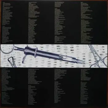 <u>PRESSING INFO</u><br><table class=inf_press><tbody><tr class=inf_info><td class=inf_title>Album:</td><td class=inf_info> From Here To Infirmary on US Heavyweight Black (Vagrant Webstore Exclusive)  </td></tr>
    <td class=inf_title>Pressing:</td><td> Fourth Pressing /500  </td></tr>
    <td class=inf_title>Release Date:</td><td> Sept. 20th 2021  </td></tr>
    <td class=inf_title>Album Pressed:</td><td> 2021  </td></tr>
    <td class=inf_title>Label:</td><td> Vagrant Records/BMG VR4405  </td></tr>
    <td class=inf_title>Insert:</td><td> Double Sided Glossy  </td></tr>
    <td class=inf_title>Barcode:</td><td> 4 050538-230147  </td></tr>
    <td class=inf_title>Side A Matrix:</td><td> ALKALINE TRIO - FROM HERE TO INFIRMARY plush v VR4405 A (etched) VR4405-A 219742E1 894677 (stamped)  </td></tr>
    <td class=inf_title>Side B Matrix:</td><td> ALKALINE TRIO - HERE TO INFIRMARY plush vinyl (etched) VR4405-B 219742E2 894675 (stamped)  </td></tr>
    <td class=inf_title>&nbsp;</td><td> <a href=https://www.discogs.com/release/20050690 target=_blank rel=noopener noreferrer>View This Release on Discogs</a>  </tr></tbody></table>
<br><u>PRICING</u><span class='less' style='padding-left: 8px; color: var(--font-colour_grey);'>(prices shown in USD)</span><br><table class='inf_press'><tbody><tr class='inf_info'>
            <td class='inf_title'>Last Sold:</td>
            <td>$49.99 (Nov 18, 2022)</td>
            </tr><tr class='inf_info'>
            <td class='inf_title'>History:</td>
            <td>
                <span class='price-low' title='Sold on Sep 3, 2021'>Low: <span class='price-value'>$20.00</span></span>
                <span class='price-separator'>|</span>
                <span class='price-avg'>Avg: <span class='price-value'>$36.14</span></span>
                <span class='price-separator'>|</span>
                <span class='price-high' title='Sold on Nov 18, 2022'>High: <span class='price-value'>$49.99</span></span>
            </td>
            </tr></tbody></table><br>    <br><br><u>TRACKLIST</u><br><table class='inf_tracks'><tbody><tr>
            <td class='inf_num'>A1</td>
            <td class='inf_trk'>Private Eye</td>
            <td class='inf_len'>3:30</td>
            <td><a href='#' class='lyric-link' data-album-code='fhti' data-song-title='Private Eye'>Lyrics</a></td></tr><tr>
            <td class='inf_num'>A2</td>
            <td class='inf_trk'>Mr. Chainsaw</td>
            <td class='inf_len'>3:05</td>
            <td><a href='#' class='lyric-link' data-album-code='fhti' data-song-title='Mr. Chainsaw'>Lyrics</a></td></tr><tr>
            <td class='inf_num'>A3</td>
            <td class='inf_trk'>Take Lots With Alcohol</td>
            <td class='inf_len'>3:13</td>
            <td><a href='#' class='lyric-link' data-album-code='fhti' data-song-title='Take Lots With Alcohol'>Lyrics</a></td></tr><tr>
            <td class='inf_num'>A4</td>
            <td class='inf_trk'>Stupid Kid</td>
            <td class='inf_len'>2:23</td>
            <td><a href='#' class='lyric-link' data-album-code='fhti' data-song-title='Stupid Kid'>Lyrics</a></td></tr><tr>
            <td class='inf_num'>A5</td>
            <td class='inf_trk'>Another Innocent Girl</td>
            <td class='inf_len'>3:37</td>
            <td><a href='#' class='lyric-link' data-album-code='fhti' data-song-title='Another Innocent Girl'>Lyrics</a></td></tr><tr>
            <td class='inf_num'>A6</td>
            <td class='inf_trk'>Steamer Trunk</td>
            <td class='inf_len'>2:50</td>
            <td><a href='#' class='lyric-link' data-album-code='fhti' data-song-title='Steamer Trunk'>Lyrics</a></td></tr><tr>
            <td class='inf_num'>B1</td>
            <td class='inf_trk'>You’re Dead</td>
            <td class='inf_len'>3:50</td>
            <td><a href='#' class='lyric-link' data-album-code='fhti' data-song-title='You’re Dead'>Lyrics</a></td></tr><tr>
            <td class='inf_num'>B2</td>
            <td class='inf_trk'>Armageddon</td>
            <td class='inf_len'>2:49</td>
            <td><a href='#' class='lyric-link' data-album-code='fhti' data-song-title='Armageddon'>Lyrics</a></td></tr><tr>
            <td class='inf_num'>B3</td>
            <td class='inf_trk'>I’m Dying Tomorrow</td>
            <td class='inf_len'>2:18</td>
            <td><a href='#' class='lyric-link' data-album-code='fhti' data-song-title='I’m Dying Tomorrow'>Lyrics</a></td></tr><tr>
            <td class='inf_num'>B4</td>
            <td class='inf_trk'>Bloodied Up</td>
            <td class='inf_len'>2:51</td>
            <td><a href='#' class='lyric-link' data-album-code='fhti' data-song-title='Bloodied Up'>Lyrics</a></td></tr><tr>
            <td class='inf_num'>B5</td>
            <td class='inf_trk'>Trucks And Trains</td>
            <td class='inf_len'>3:16</td>
            <td><a href='#' class='lyric-link' data-album-code='fhti' data-song-title='Trucks And Trains'>Lyrics</a></td></tr><tr>
            <td class='inf_num'>B6</td>
            <td class='inf_trk'>Crawl</td>
            <td class='inf_len'>4:25</td>
            <td><a href='#' class='lyric-link' data-album-code='fhti' data-song-title='Crawl'>Lyrics</a></td></tr></tbody></table><br><br>
    <u>NOTES</u><br> This pressing was released through Vagrant Records as a webstore exclusive.
 - Insert