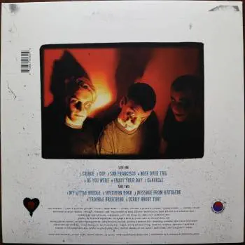 <u>PRESSING INFO</u><br><table class=inf_press><tbody><tr class=inf_info><td class=inf_title>Album:</td><td class=inf_info> Goddamnit Redux on Clear with Red Splatter  </td></tr>
    <td class=inf_title>Pressing:</td><td> First Pressing /500  </td></tr>
    <td class=inf_title>Release Date:</td><td> Mar. 11th 2008  </td></tr>
    <td class=inf_title>Album Pressed:</td><td> 2008  </td></tr>
    <td class=inf_title>Label:</td><td> Asianman Records AM-160  </td></tr>
    <td class=inf_title>Insert:</td><td> Double Sided Glossy  </td></tr>
    <td class=inf_title>Barcode:</td><td> 6 12851-01601 9  </td></tr>
    <td class=inf_title>Side A Matrix:</td><td> 74940E1/B GOD  </td></tr>
    <td class=inf_title>Side B Matrix:</td><td> 74940E2/A DAMNIT!  </td></tr>
    <td class=inf_title>&nbsp;</td><td> <a href=https://www.discogs.com/release/1584605-Alkaline-Trio-Goddamnit target=_blank rel=noopener noreferrer>View This Release on Discogs</a>  </tr></tbody></table>
<br><u>PRICING</u><span class='less' style='padding-left: 8px; color: var(--font-colour_grey);'>(prices shown in USD)</span><br><table class='inf_press'><tbody><tr class='inf_info'>
            <td class='inf_title'>Last Sold:</td>
            <td>$39.99 (Dec 2, 2021)</td>
            </tr><tr class='inf_info'>
            <td class='inf_title'>History:</td>
            <td>
                <span class='price-low' title='Sold on Apr 1, 2014'>Low: <span class='price-value'>$10.00</span></span>
                <span class='price-separator'>|</span>
                <span class='price-avg'>Avg: <span class='price-value'>$28.94</span></span>
                <span class='price-separator'>|</span>
                <span class='price-high' title='Sold on Jul 20, 2020'>High: <span class='price-value'>$54.99</span></span>
            </td>
            </tr></tbody></table><br>    <br><br><u>TRACKLIST</u><br><table class='inf_tracks'><tbody><tr>
            <td class='inf_num'>A1</td>
            <td class='inf_trk'>Cringe</td>
            <td class='inf_len'>2:23</td>
            <td><a href='#' class='lyric-link' data-album-code='gd' data-song-title='Cringe'>Lyrics</a></td></tr><tr>
            <td class='inf_num'>A2</td>
            <td class='inf_trk'>Cop</td>
            <td class='inf_len'>2:18</td>
            <td><a href='#' class='lyric-link' data-album-code='gd' data-song-title='Cop'>Lyrics</a></td></tr><tr>
            <td class='inf_num'>A3</td>
            <td class='inf_trk'>San Francisco</td>
            <td class='inf_len'>3:52</td>
            <td><a href='#' class='lyric-link' data-album-code='gd' data-song-title='San Francisco'>Lyrics</a></td></tr><tr>
            <td class='inf_num'>A4</td>
            <td class='inf_trk'>Nose Over Tail</td>
            <td class='inf_len'>2:37</td>
            <td><a href='#' class='lyric-link' data-album-code='gd' data-song-title='Nose Over Tail'>Lyrics</a></td></tr><tr>
            <td class='inf_num'>A5</td>
            <td class='inf_trk'>As You Were</td>
            <td class='inf_len'>2:11</td>
            <td><a href='#' class='lyric-link' data-album-code='gd' data-song-title='As You Were'>Lyrics</a></td></tr><tr>
            <td class='inf_num'>A6</td>
            <td class='inf_trk'>Enjoy Your Day</td>
            <td class='inf_len'>2:17</td>
            <td><a href='#' class='lyric-link' data-album-code='gd' data-song-title='Enjoy Your Day'>Lyrics</a></td></tr><tr>
            <td class='inf_num'>A7</td>
            <td class='inf_trk'>Clavicle</td>
            <td class='inf_len'>2:28</td>
            <td><a href='#' class='lyric-link' data-album-code='gd' data-song-title='Clavicle'>Lyrics</a></td></tr><tr>
            <td class='inf_num'>B1</td>
            <td class='inf_trk'>My Little Needle</td>
            <td class='inf_len'>3:01</td>
            <td><a href='#' class='lyric-link' data-album-code='gd' data-song-title='My Little Needle'>Lyrics</a></td></tr><tr>
            <td class='inf_num'>B2</td>
            <td class='inf_trk'>Southern Rock</td>
            <td class='inf_len'>3:05</td>
            <td><a href='#' class='lyric-link' data-album-code='gd' data-song-title='Southern Rock'>Lyrics</a></td></tr><tr>
            <td class='inf_num'>B3</td>
            <td class='inf_trk'>Message From Kathlene</td>
            <td class='inf_len'>3:22</td>
            <td><a href='#' class='lyric-link' data-album-code='gd' data-song-title='Message From Kathlene'>Lyrics</a></td></tr><tr>
            <td class='inf_num'>B4</td>
            <td class='inf_trk'>Trouble Breathing</td>
            <td class='inf_len'>3:55</td>
            <td><a href='#' class='lyric-link' data-album-code='gd' data-song-title='Trouble Breathing'>Lyrics</a></td></tr><tr>
            <td class='inf_num'>B5</td>
            <td class='inf_trk'>Sorry About That</td>
            <td class='inf_len'>3:21</td>
            <td><a href='#' class='lyric-link' data-album-code='gd' data-song-title='Sorry About That'>Lyrics</a></td></tr></tbody></table><br><br>
    <u>NOTES</u><br> This 1st pressing has a matte cover but the lettering and clocks on the front, as well as the track titles and Heart & Skull logo on the back, have a glossy finish.
 - Back