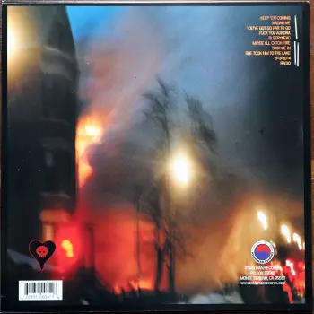 <u>PRESSING INFO</u><br><table class=inf_press><tbody><tr class=inf_info><td class=inf_title>Album:</td><td class=inf_info> Maybe I'll Catch Fire on Random Colour 'Half Deep Purple / Half Grey Blue'  </td></tr>
    <td class=inf_title>Pressing:</td><td> Nineteenth Pressing /1000  </td></tr>
    <td class=inf_title>Release Date:</td><td> May 16th 2024  </td></tr>
    <td class=inf_title>Album Pressed:</td><td> 2024  </td></tr>
    <td class=inf_title>Label:</td><td> Asianman Records AM 055  </td></tr>
    <td class=inf_title>Insert:</td><td> Double Sided Glossy  </td></tr>
    <td class=inf_title>Barcode:</td><td> 6 12851-0055-1 8  </td></tr>
    <td class=inf_title>Side A Matrix:</td><td> 1089-AM055- 1 A 5 S-65692  </td></tr>
    <td class=inf_title>Side B Matrix:</td><td> 7689-AM055-1(B) S-68693  </td></tr>
    <td class=inf_title>&nbsp;</td><td> <a href=https://www.discogs.com/release/32106846 target=_blank rel=noopener noreferrer>View This Release on Discogs</a>  </tr></tbody></table>
<br><u>PRICING</u><span class='less' style='padding-left: 8px; color: var(--font-colour_grey);'>(prices shown in USD)</span><br><table class='inf_press'><tbody><tr class='inf_info'>
            <td class='inf_title'>Last Sold:</td>
            <td><span title='Sold for €22.09'>$25.16</span> (Jul 19, 2025)</td>
            </tr><tr class='inf_info'>
            <td class='inf_title'>History:</td>
            <td>
                <span class='price-low' title='Sold on Apr 16, 2025'>Low: <span class='price-value'>$21.98</span></span>
                <span class='price-separator'>|</span>
                <span class='price-avg'>Avg: <span class='price-value'>$23.04</span></span>
                <span class='price-separator'>|</span>
                <span class='price-high' title='€22.09 · Sold on Jul 19, 2025'>High: <span class='price-value'>$25.16</span></span>
            </td>
            </tr></tbody></table><br>    <br><br><u>TRACKLIST</u><br><table class='inf_tracks'><tbody><tr>
            <td class='inf_num'>A1</td>
            <td class='inf_trk'>Keep ’Em Coming</td>
            <td class='inf_len'>4:10</td>
            <td><a href='#' class='lyric-link' data-album-code='micf' data-song-title='Keep ’Em Coming'>Lyrics</a></td></tr><tr>
            <td class='inf_num'>A2</td>
            <td class='inf_trk'>Madam Me</td>
            <td class='inf_len'>2:59</td>
            <td><a href='#' class='lyric-link' data-album-code='micf' data-song-title='Madam Me'>Lyrics</a></td></tr><tr>
            <td class='inf_num'>A3</td>
            <td class='inf_trk'>You’ve Got So Far To Go</td>
            <td class='inf_len'>3:14</td>
            <td><a href='#' class='lyric-link' data-album-code='micf' data-song-title='You’ve Got So Far To Go'>Lyrics</a></td></tr><tr>
            <td class='inf_num'>A4</td>
            <td class='inf_trk'>Fuck You Aurora</td>
            <td class='inf_len'>4:49</td>
            <td><a href='#' class='lyric-link' data-album-code='micf' data-song-title='Fuck You Aurora'>Lyrics</a></td></tr><tr>
            <td class='inf_num'>A5</td>
            <td class='inf_trk'>Sleepyhead</td>
            <td class='inf_len'>3:56</td>
            <td><a href='#' class='lyric-link' data-album-code='micf' data-song-title='Sleepyhead'>Lyrics</a></td></tr><tr>
            <td class='inf_num'>B1</td>
            <td class='inf_trk'>Maybe I’ll Catch Fire</td>
            <td class='inf_len'>3:07</td>
            <td><a href='#' class='lyric-link' data-album-code='micf' data-song-title='Maybe I’ll Catch Fire'>Lyrics</a></td></tr><tr>
            <td class='inf_num'>B2</td>
            <td class='inf_trk'>Tuck Me In</td>
            <td class='inf_len'>2:39</td>
            <td><a href='#' class='lyric-link' data-album-code='micf' data-song-title='Tuck Me In'>Lyrics</a></td></tr><tr>
            <td class='inf_num'>B3</td>
            <td class='inf_trk'>She Took Him To The Lake</td>
            <td class='inf_len'>2:40</td>
            <td><a href='#' class='lyric-link' data-album-code='micf' data-song-title='She Took Him To The Lake'>Lyrics</a></td></tr><tr>
            <td class='inf_num'>B4</td>
            <td class='inf_trk'>5-3-10-4</td>
            <td class='inf_len'>2:56</td>
            <td><a href='#' class='lyric-link' data-album-code='micf' data-song-title='5-3-10-4'>Lyrics</a></td></tr><tr>
            <td class='inf_num'>B5</td>
            <td class='inf_trk'>Radio</td>
            <td class='inf_len'>4:41</td>
            <td><a href='#' class='lyric-link' data-album-code='micf' data-song-title='Radio'>Lyrics</a></td></tr></tbody></table><br><br>
    <u>NOTES</u><br> This pressing came to market around May 16th 2024, but only for retail, or mailorder from AMR. It wasn't availabale in the AMR webstore until October 20th 2025 once the blue/pink pressing was finished.
 - Back
