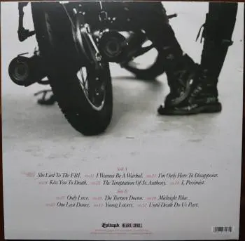<u>PRESSING INFO</u><br><table class=inf_press><tbody><tr class=inf_info><td class=inf_title>Album:</td><td class=inf_info> My Shame Is True on Black (Made In Canada Labels)  </td></tr>
    <td class=inf_title>Pressing:</td><td> First Pressing /??  </td></tr>
    <td class=inf_title>Release Date:</td><td> Apr. 2nd 2013  </td></tr>
    <td class=inf_title>Album Pressed:</td><td> 2013  </td></tr>
    <td class=inf_title>Label:</td><td> Heart&Skull/Epitaph Records 87243-1  </td></tr>
    <td class=inf_title>Insert:</td><td> Printed Matte Inner Sleeve  </td></tr>
    <td class=inf_title>Barcode:</td><td> 0 45778-72431 4  </td></tr>
    <td class=inf_title>Side A Matrix:</td><td> 87243-A CB  </td></tr>
    <td class=inf_title>Side B Matrix:</td><td> 87243-B CB  </td></tr>
    <td class=inf_title>&nbsp;</td><td> <a href=https://www.discogs.com/release/4452279 target=_blank rel=noopener noreferrer>View This Release on Discogs</a>  </tr></tbody></table>
<br><u>PRICING</u><span class='less' style='padding-left: 8px; color: var(--font-colour_grey);'>(prices shown in USD)</span><br><table class='inf_press'><tbody><tr class='inf_info'>
            <td class='inf_title'>Last Sold:</td>
            <td>$19.07 (Nov 17, 2024)</td>
            </tr><tr class='inf_info'>
            <td class='inf_title'>History:</td>
            <td>
                <span class='price-low' title='CA$16.50 · Sold on Dec 25, 2021'>Low: <span class='price-value'>$11.70</span></span>
                <span class='price-separator'>|</span>
                <span class='price-avg'>Avg: <span class='price-value'>$21.78</span></span>
                <span class='price-separator'>|</span>
                <span class='price-high' title='€36.29 · Sold on Jul 30, 2022'>High: <span class='price-value'>$41.33</span></span>
            </td>
            </tr></tbody></table><br>    <br><br><u>TRACKLIST</u><br><table class='inf_tracks'><tbody><tr>
            <td class='inf_num'>A1</td>
            <td class='inf_trk'>She Lied To The FBI</td>
            <td class='inf_len'>2:49</td>
            <td><a href='#' class='lyric-link' data-album-code='msit' data-song-title='She Lied To The FBI'>Lyrics</a></td></tr><tr>
            <td class='inf_num'>A2</td>
            <td class='inf_trk'>I Wanna Be A Warhol</td>
            <td class='inf_len'>3:07</td>
            <td><a href='#' class='lyric-link' data-album-code='msit' data-song-title='I Wanna Be A Warhol'>Lyrics</a></td></tr><tr>
            <td class='inf_num'>A3</td>
            <td class='inf_trk'>I’m Only Here To Disappoint</td>
            <td class='inf_len'>2:46</td>
            <td><a href='#' class='lyric-link' data-album-code='msit' data-song-title='I’m Only Here To Disappoint'>Lyrics</a></td></tr><tr>
            <td class='inf_num'>A4</td>
            <td class='inf_trk'>Kiss You To Death</td>
            <td class='inf_len'>3:21</td>
            <td><a href='#' class='lyric-link' data-album-code='msit' data-song-title='Kiss You To Death'>Lyrics</a></td></tr><tr>
            <td class='inf_num'>A5</td>
            <td class='inf_trk'>The Temptation Of St. Anthony</td>
            <td class='inf_len'>3:35</td>
            <td><a href='#' class='lyric-link' data-album-code='msit' data-song-title='The Temptation Of St. Anthony'>Lyrics</a></td></tr><tr>
            <td class='inf_num'>A6</td>
            <td class='inf_trk'>I, Pessimist</td>
            <td class='inf_len'>2:11</td>
            <td><a href='#' class='lyric-link' data-album-code='msit' data-song-title='I, Pessimist'>Lyrics</a></td></tr><tr>
            <td class='inf_num'>B1</td>
            <td class='inf_trk'>Only Love</td>
            <td class='inf_len'>4:36</td>
            <td><a href='#' class='lyric-link' data-album-code='msit' data-song-title='Only Love'>Lyrics</a></td></tr><tr>
            <td class='inf_num'>B2</td>
            <td class='inf_trk'>The Torture Doctor</td>
            <td class='inf_len'>3:38</td>
            <td><a href='#' class='lyric-link' data-album-code='msit' data-song-title='The Torture Doctor'>Lyrics</a></td></tr><tr>
            <td class='inf_num'>B3</td>
            <td class='inf_trk'>Midnight Blue</td>
            <td class='inf_len'>2:45</td>
            <td><a href='#' class='lyric-link' data-album-code='msit' data-song-title='Midnight Blue'>Lyrics</a></td></tr><tr>
            <td class='inf_num'>B4</td>
            <td class='inf_trk'>One Last Dance</td>
            <td class='inf_len'>3:29</td>
            <td><a href='#' class='lyric-link' data-album-code='msit' data-song-title='One Last Dance'>Lyrics</a></td></tr><tr>
            <td class='inf_num'>B5</td>
            <td class='inf_trk'>Young Lovers</td>
            <td class='inf_len'>3:31</td>
            <td><a href='#' class='lyric-link' data-album-code='msit' data-song-title='Young Lovers'>Lyrics</a></td></tr><tr>
            <td class='inf_num'>B6</td>
            <td class='inf_trk'>Until Death Do Us Part</td>
            <td class='inf_len'>4:11</td>
            <td><a href='#' class='lyric-link' data-album-code='msit' data-song-title='Until Death Do Us Part'>Lyrics</a></td></tr></tbody></table><br><br>
    <u>NOTES</u><br> Made in Canada printed on bottom of B side label (some other Black 1st presses do not have this)
 - Back