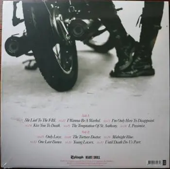 <u>PRESSING INFO</u><br><table class=inf_press><tbody><tr class=inf_info><td class=inf_title>Album:</td><td class=inf_info> My Shame Is True on UK Black  </td></tr>
    <td class=inf_title>Pressing:</td><td> Second Pressing /??  </td></tr>
    <td class=inf_title>Release Date:</td><td> July 2022  </td></tr>
    <td class=inf_title>Album Pressed:</td><td> 2022  </td></tr>
    <td class=inf_title>Label:</td><td> Heart&Skull/Epitaph Records 87243-1  </td></tr>
    <td class=inf_title>Insert:</td><td> Double Sided Glossy  </td></tr>
    <td class=inf_title>Barcode:</td><td> 8 714092-72431 8  </td></tr>
    <td class=inf_title>Side A Matrix:</td><td> 95512 1A EPIT 7243-1  </td></tr>
    <td class=inf_title>Side B Matrix:</td><td> 95512 1B EPIT 7243-1  </td></tr>
    <td class=inf_title>&nbsp;</td><td> <a href=https://www.discogs.com/release/26438075 target=_blank rel=noopener noreferrer>View This Release on Discogs</a>  </tr></tbody></table>
<br><u>PRICING</u><span class='less' style='padding-left: 8px; color: var(--font-colour_grey);'>(prices shown in USD)</span><br><table class='inf_press'><tbody><tr class='inf_info'>
            <td class='inf_title'>Last Sold:</td>
            <td><span title='Sold for €26.90'>$30.64</span> (May 31, 2026)</td>
            </tr><tr class='inf_info'>
            <td class='inf_title'>History:</td>
            <td>
                <span class='price-low' title='€22.09 · Sold on Aug 29, 2025'>Low: <span class='price-value'>$25.16</span></span>
                <span class='price-separator'>|</span>
                <span class='price-avg'>Avg: <span class='price-value'>$28.74</span></span>
                <span class='price-separator'>|</span>
                <span class='price-high' title='€28.90 · Sold on Nov 9, 2023'>High: <span class='price-value'>$32.91</span></span>
            </td>
            </tr></tbody></table><br>    <br><br><u>TRACKLIST</u><br><table class='inf_tracks'><tbody><tr>
            <td class='inf_num'>A1</td>
            <td class='inf_trk'>She Lied To The FBI</td>
            <td class='inf_len'>2:49</td>
            <td><a href='#' class='lyric-link' data-album-code='msit' data-song-title='She Lied To The FBI'>Lyrics</a></td></tr><tr>
            <td class='inf_num'>A2</td>
            <td class='inf_trk'>I Wanna Be A Warhol</td>
            <td class='inf_len'>3:07</td>
            <td><a href='#' class='lyric-link' data-album-code='msit' data-song-title='I Wanna Be A Warhol'>Lyrics</a></td></tr><tr>
            <td class='inf_num'>A3</td>
            <td class='inf_trk'>I’m Only Here To Disappoint</td>
            <td class='inf_len'>2:46</td>
            <td><a href='#' class='lyric-link' data-album-code='msit' data-song-title='I’m Only Here To Disappoint'>Lyrics</a></td></tr><tr>
            <td class='inf_num'>A4</td>
            <td class='inf_trk'>Kiss You To Death</td>
            <td class='inf_len'>3:21</td>
            <td><a href='#' class='lyric-link' data-album-code='msit' data-song-title='Kiss You To Death'>Lyrics</a></td></tr><tr>
            <td class='inf_num'>A5</td>
            <td class='inf_trk'>The Temptation Of St. Anthony</td>
            <td class='inf_len'>3:35</td>
            <td><a href='#' class='lyric-link' data-album-code='msit' data-song-title='The Temptation Of St. Anthony'>Lyrics</a></td></tr><tr>
            <td class='inf_num'>A6</td>
            <td class='inf_trk'>I, Pessimist</td>
            <td class='inf_len'>2:11</td>
            <td><a href='#' class='lyric-link' data-album-code='msit' data-song-title='I, Pessimist'>Lyrics</a></td></tr><tr>
            <td class='inf_num'>B1</td>
            <td class='inf_trk'>Only Love</td>
            <td class='inf_len'>4:36</td>
            <td><a href='#' class='lyric-link' data-album-code='msit' data-song-title='Only Love'>Lyrics</a></td></tr><tr>
            <td class='inf_num'>B2</td>
            <td class='inf_trk'>The Torture Doctor</td>
            <td class='inf_len'>3:38</td>
            <td><a href='#' class='lyric-link' data-album-code='msit' data-song-title='The Torture Doctor'>Lyrics</a></td></tr><tr>
            <td class='inf_num'>B3</td>
            <td class='inf_trk'>Midnight Blue</td>
            <td class='inf_len'>2:45</td>
            <td><a href='#' class='lyric-link' data-album-code='msit' data-song-title='Midnight Blue'>Lyrics</a></td></tr><tr>
            <td class='inf_num'>B4</td>
            <td class='inf_trk'>One Last Dance</td>
            <td class='inf_len'>3:29</td>
            <td><a href='#' class='lyric-link' data-album-code='msit' data-song-title='One Last Dance'>Lyrics</a></td></tr><tr>
            <td class='inf_num'>B5</td>
            <td class='inf_trk'>Young Lovers</td>
            <td class='inf_len'>3:31</td>
            <td><a href='#' class='lyric-link' data-album-code='msit' data-song-title='Young Lovers'>Lyrics</a></td></tr><tr>
            <td class='inf_num'>B6</td>
            <td class='inf_trk'>Until Death Do Us Part</td>
            <td class='inf_len'>4:11</td>
            <td><a href='#' class='lyric-link' data-album-code='msit' data-song-title='Until Death Do Us Part'>Lyrics</a></td></tr></tbody></table><br><br>
    <u>NOTES</u><br> Printed inner sleeve (Heavier cardstock and slightly glossier finish compared to 1st presses)
 - Back