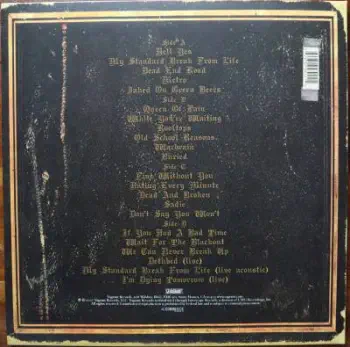 <u>PRESSING INFO</u><br><table class=inf_press><tbody><tr class=inf_info><td class=inf_title>Album:</td><td class=inf_info> Remains on Clear | Clear  </td></tr>
    <td class=inf_title>Pressing:</td><td> Third Pressing /500  </td></tr>
    <td class=inf_title>Release Date:</td><td> Dec. 3rd 2008  </td></tr>
    <td class=inf_title>Album Pressed:</td><td> 2008  </td></tr>
    <td class=inf_title>Label:</td><td> Vagrant Records/Cobraside CSDLP1111  </td></tr>
    <td class=inf_title>Insert:</td><td> Double Sided Matte  </td></tr>
    <td class=inf_title>Barcode:</td><td> 8 29707-95111 4  </td></tr>
    <td class=inf_title>Side A Matrix:</td><td> CSDLP-1111-A  </td></tr>
    <td class=inf_title>Side B Matrix:</td><td> CSDLP-1111-B  </td></tr>
    <td class=inf_title>Side C Matrix:</td><td> CSDLP-1111-C  </td></tr>
    <td class=inf_title>Side D Matrix:</td><td> CSDLP-1111-D  </td></tr>
    <td class=inf_title>&nbsp;</td><td> <a href=https://www.discogs.com/release/2796223 target=_blank rel=noopener noreferrer>View This Release on Discogs</a>  </tr></tbody></table>
<br><u>PRICING</u><span class='less' style='padding-left: 8px; color: var(--font-colour_grey);'>(prices shown in USD)</span><br><table class='inf_press'><tbody><tr class='inf_info'>
            <td class='inf_title'>Last Sold:</td>
            <td>$100.00 (Aug 21, 2023)</td>
            </tr><tr class='inf_info'>
            <td class='inf_title'>History:</td>
            <td>
                <span class='price-low' title='€16.99 · Sold on Feb 28, 2014'>Low: <span class='price-value'>$19.35</span></span>
                <span class='price-separator'>|</span>
                <span class='price-avg'>Avg: <span class='price-value'>$65.42</span></span>
                <span class='price-separator'>|</span>
                <span class='price-high' title='Sold on Feb 2, 2022'>High: <span class='price-value'>$200.00</span></span>
            </td>
            </tr></tbody></table><br>    <br><br><u>TRACKLIST</u><br><table class='inf_tracks'><tbody><tr>
            <td class='inf_num'>A1</td>
            <td class='inf_trk'>Hell Yes</td>
            <td class='inf_len'>3:49</td>
            <td><a href='#' class='lyric-link' data-album-code='remains' data-song-title='Hell Yes'>Lyrics</a></td></tr><tr>
            <td class='inf_num'>A2</td>
            <td class='inf_trk'>My Standard Break From Life</td>
            <td class='inf_len'>2:34</td>
            <td><a href='#' class='lyric-link' data-album-code='remains' data-song-title='My Standard Break From Life'>Lyrics</a></td></tr><tr>
            <td class='inf_num'>A3</td>
            <td class='inf_trk'>Dead End Road</td>
            <td class='inf_len'>3:08</td>
            <td><a href='#' class='lyric-link' data-album-code='remains' data-song-title='Dead End Road'>Lyrics</a></td></tr><tr>
            <td class='inf_num'>A4</td>
            <td class='inf_trk'>Metro</td>
            <td class='inf_len'>3:41</td>
            <td><a href='#' class='lyric-link' data-album-code='remains' data-song-title='Metro'>Lyrics</a></td></tr><tr>
            <td class='inf_num'>A5</td>
            <td class='inf_trk'>Jaked On Green Beers</td>
            <td class='inf_len'>3:27</td>
            <td><a href='#' class='lyric-link' data-album-code='remains' data-song-title='Jaked On Green Beers'>Lyrics</a></td></tr><tr>
            <td class='inf_num'>B1</td>
            <td class='inf_trk'>Queen Of Pain</td>
            <td class='inf_len'>3:56</td>
            <td><a href='#' class='lyric-link' data-album-code='remains' data-song-title='Queen Of Pain'>Lyrics</a></td></tr><tr>
            <td class='inf_num'>B2</td>
            <td class='inf_trk'>While You’re Waiting</td>
            <td class='inf_len'>4:06</td>
            <td><a href='#' class='lyric-link' data-album-code='remains' data-song-title='While You’re Waiting'>Lyrics</a></td></tr><tr>
            <td class='inf_num'>B3</td>
            <td class='inf_trk'>Rooftops</td>
            <td class='inf_len'>2:15</td>
            <td><a href='#' class='lyric-link' data-album-code='remains' data-song-title='Rooftops'>Lyrics</a></td></tr><tr>
            <td class='inf_num'>B4</td>
            <td class='inf_trk'>Old School Reasons</td>
            <td class='inf_len'>2:51</td>
            <td><a href='#' class='lyric-link' data-album-code='remains' data-song-title='Old School Reasons'>Lyrics</a></td></tr><tr>
            <td class='inf_num'>B5</td>
            <td class='inf_trk'>Warbrain</td>
            <td class='inf_len'>2:28</td>
            <td><a href='#' class='lyric-link' data-album-code='remains' data-song-title='Warbrain'>Lyrics</a></td></tr><tr>
            <td class='inf_num'>B6</td>
            <td class='inf_trk'>Buried</td>
            <td class='inf_len'>3:16</td>
            <td><a href='#' class='lyric-link' data-album-code='remains' data-song-title='Buried'>Lyrics</a></td></tr><tr>
            <td class='inf_num'>C1</td>
            <td class='inf_trk'>Fine Without You</td>
            <td class='inf_len'>3:15</td>
            <td><a href='#' class='lyric-link' data-album-code='remains' data-song-title='Fine Without You'>Lyrics</a></td></tr><tr>
            <td class='inf_num'>C2</td>
            <td class='inf_trk'>Hating Every Minute</td>
            <td class='inf_len'>3:03</td>
            <td><a href='#' class='lyric-link' data-album-code='remains' data-song-title='Hating Every Minute'>Lyrics</a></td></tr><tr>
            <td class='inf_num'>C3</td>
            <td class='inf_trk'>Dead And Broken</td>
            <td class='inf_len'>2:09</td>
            <td><a href='#' class='lyric-link' data-album-code='remains' data-song-title='Dead And Broken'>Lyrics</a></td></tr><tr>
            <td class='inf_num'>C4</td>
            <td class='inf_trk'>Sadie</td>
            <td class='inf_len'>4:38</td>
            <td><a href='#' class='lyric-link' data-album-code='remains' data-song-title='Sadie'>Lyrics</a></td></tr><tr>
            <td class='inf_num'>C5</td>
            <td class='inf_trk'>Don’t Say You Won’t</td>
            <td class='inf_len'>2:20</td>
            <td><a href='#' class='lyric-link' data-album-code='remains' data-song-title='Don’t Say You Won’t'>Lyrics</a></td></tr><tr>
            <td class='inf_num'>D1</td>
            <td class='inf_trk'>If You Had A Bad Time</td>
            <td class='inf_len'>3:38</td>
            <td><a href='#' class='lyric-link' data-album-code='remains' data-song-title='If You Had A Bad Time'>Lyrics</a></td></tr><tr>
            <td class='inf_num'>D2</td>
            <td class='inf_trk'>Wait For The Blackout</td>
            <td class='inf_len'>3:28</td>
            <td><a href='#' class='lyric-link' data-album-code='remains' data-song-title='Wait For The Blackout'>Lyrics</a></td></tr><tr>
            <td class='inf_num'>D3</td>
            <td class='inf_trk'>We Can Never Break Up</td>
            <td class='inf_len'>3:10</td>
            <td><a href='#' class='lyric-link' data-album-code='remains' data-song-title='We Can Never Break Up'>Lyrics</a></td></tr><tr>
            <td class='inf_num'>D4</td>
            <td class='inf_trk'>Dethbed (Live)</td>
            <td class='inf_len'>3:12</td>
            <td><a href='#' class='lyric-link' data-album-code='remains' data-song-title='Dethbed (Live)'>Lyrics</a></td></tr><tr>
            <td class='inf_num'>D5</td>
            <td class='inf_trk'>My Standard Break From Life (Live Acoustic)</td>
            <td class='inf_len'>3:42</td>
            <td><a href='#' class='lyric-link' data-album-code='remains' data-song-title='My Standard Break From Life (Live Acoustic)'>Lyrics</a></td></tr><tr>
            <td class='inf_num'>D6</td>
            <td class='inf_trk'>I’m Dying Tomorrow (Live)</td>
            <td class='inf_len'>2:31</td>
            <td><a href='#' class='lyric-link' data-album-code='remains' data-song-title='I’m Dying Tomorrow (Live)'>Lyrics</a></td></tr></tbody></table><br><br>
    <u>NOTES</u><br> Gatefold sleeve
 - Back