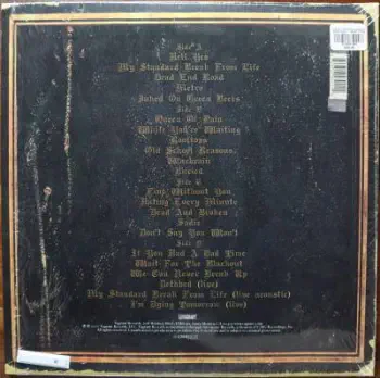 <u>PRESSING INFO</u><br><table class=inf_press><tbody><tr class=inf_info><td class=inf_title>Album:</td><td class=inf_info> Remains on Mustard Yellow | Mustard Yellow (Hot Topic Exclusive)  </td></tr>
    <td class=inf_title>Pressing:</td><td> First Pressing /900  </td></tr>
    <td class=inf_title>Release Date:</td><td> Jan. 31st 2007  </td></tr>
    <td class=inf_title>Album Pressed:</td><td> 2007  </td></tr>
    <td class=inf_title>Label:</td><td> Vagrant Records/Cobraside CSDLP1111  </td></tr>
    <td class=inf_title>Insert:</td><td> Double Sided Matte  </td></tr>
    <td class=inf_title>Barcode:</td><td> 8 29707-95111 4  </td></tr>
    <td class=inf_title>Side A Matrix:</td><td> CSDLP-1111-A  </td></tr>
    <td class=inf_title>Side B Matrix:</td><td> CSDLP-1111-B  </td></tr>
    <td class=inf_title>Side C Matrix:</td><td> CSDLP-1111-C  </td></tr>
    <td class=inf_title>Side D Matrix:</td><td> CSDLP-1111-D  </td></tr>
    <td class=inf_title>&nbsp;</td><td> <a href=https://www.discogs.com/release/1584631 target=_blank rel=noopener noreferrer>View This Release on Discogs</a>  </tr></tbody></table>
<br><u>PRICING</u><span class='less' style='padding-left: 8px; color: var(--font-colour_grey);'>(prices shown in USD)</span><br><table class='inf_press'><tbody><tr class='inf_info'>
            <td class='inf_title'>Last Sold:</td>
            <td>$99.99 (Jan 9, 2026)</td>
            </tr><tr class='inf_info'>
            <td class='inf_title'>History:</td>
            <td>
                <span class='price-low' title='Sold on Sep 30, 2013'>Low: <span class='price-value'>$29.99</span></span>
                <span class='price-separator'>|</span>
                <span class='price-avg'>Avg: <span class='price-value'>$100.91</span></span>
                <span class='price-separator'>|</span>
                <span class='price-high' title='Sold on Jan 8, 2022'>High: <span class='price-value'>$275.00</span></span>
            </td>
            </tr></tbody></table><br>    <br><br><u>TRACKLIST</u><br><table class='inf_tracks'><tbody><tr>
            <td class='inf_num'>A1</td>
            <td class='inf_trk'>Hell Yes</td>
            <td class='inf_len'>3:49</td>
            <td><a href='#' class='lyric-link' data-album-code='remains' data-song-title='Hell Yes'>Lyrics</a></td></tr><tr>
            <td class='inf_num'>A2</td>
            <td class='inf_trk'>My Standard Break From Life</td>
            <td class='inf_len'>2:34</td>
            <td><a href='#' class='lyric-link' data-album-code='remains' data-song-title='My Standard Break From Life'>Lyrics</a></td></tr><tr>
            <td class='inf_num'>A3</td>
            <td class='inf_trk'>Dead End Road</td>
            <td class='inf_len'>3:08</td>
            <td><a href='#' class='lyric-link' data-album-code='remains' data-song-title='Dead End Road'>Lyrics</a></td></tr><tr>
            <td class='inf_num'>A4</td>
            <td class='inf_trk'>Metro</td>
            <td class='inf_len'>3:41</td>
            <td><a href='#' class='lyric-link' data-album-code='remains' data-song-title='Metro'>Lyrics</a></td></tr><tr>
            <td class='inf_num'>A5</td>
            <td class='inf_trk'>Jaked On Green Beers</td>
            <td class='inf_len'>3:27</td>
            <td><a href='#' class='lyric-link' data-album-code='remains' data-song-title='Jaked On Green Beers'>Lyrics</a></td></tr><tr>
            <td class='inf_num'>B1</td>
            <td class='inf_trk'>Queen Of Pain</td>
            <td class='inf_len'>3:56</td>
            <td><a href='#' class='lyric-link' data-album-code='remains' data-song-title='Queen Of Pain'>Lyrics</a></td></tr><tr>
            <td class='inf_num'>B2</td>
            <td class='inf_trk'>While You’re Waiting</td>
            <td class='inf_len'>4:06</td>
            <td><a href='#' class='lyric-link' data-album-code='remains' data-song-title='While You’re Waiting'>Lyrics</a></td></tr><tr>
            <td class='inf_num'>B3</td>
            <td class='inf_trk'>Rooftops</td>
            <td class='inf_len'>2:15</td>
            <td><a href='#' class='lyric-link' data-album-code='remains' data-song-title='Rooftops'>Lyrics</a></td></tr><tr>
            <td class='inf_num'>B4</td>
            <td class='inf_trk'>Old School Reasons</td>
            <td class='inf_len'>2:51</td>
            <td><a href='#' class='lyric-link' data-album-code='remains' data-song-title='Old School Reasons'>Lyrics</a></td></tr><tr>
            <td class='inf_num'>B5</td>
            <td class='inf_trk'>Warbrain</td>
            <td class='inf_len'>2:28</td>
            <td><a href='#' class='lyric-link' data-album-code='remains' data-song-title='Warbrain'>Lyrics</a></td></tr><tr>
            <td class='inf_num'>B6</td>
            <td class='inf_trk'>Buried</td>
            <td class='inf_len'>3:16</td>
            <td><a href='#' class='lyric-link' data-album-code='remains' data-song-title='Buried'>Lyrics</a></td></tr><tr>
            <td class='inf_num'>C1</td>
            <td class='inf_trk'>Fine Without You</td>
            <td class='inf_len'>3:15</td>
            <td><a href='#' class='lyric-link' data-album-code='remains' data-song-title='Fine Without You'>Lyrics</a></td></tr><tr>
            <td class='inf_num'>C2</td>
            <td class='inf_trk'>Hating Every Minute</td>
            <td class='inf_len'>3:03</td>
            <td><a href='#' class='lyric-link' data-album-code='remains' data-song-title='Hating Every Minute'>Lyrics</a></td></tr><tr>
            <td class='inf_num'>C3</td>
            <td class='inf_trk'>Dead And Broken</td>
            <td class='inf_len'>2:09</td>
            <td><a href='#' class='lyric-link' data-album-code='remains' data-song-title='Dead And Broken'>Lyrics</a></td></tr><tr>
            <td class='inf_num'>C4</td>
            <td class='inf_trk'>Sadie</td>
            <td class='inf_len'>4:38</td>
            <td><a href='#' class='lyric-link' data-album-code='remains' data-song-title='Sadie'>Lyrics</a></td></tr><tr>
            <td class='inf_num'>C5</td>
            <td class='inf_trk'>Don’t Say You Won’t</td>
            <td class='inf_len'>2:20</td>
            <td><a href='#' class='lyric-link' data-album-code='remains' data-song-title='Don’t Say You Won’t'>Lyrics</a></td></tr><tr>
            <td class='inf_num'>D1</td>
            <td class='inf_trk'>If You Had A Bad Time</td>
            <td class='inf_len'>3:38</td>
            <td><a href='#' class='lyric-link' data-album-code='remains' data-song-title='If You Had A Bad Time'>Lyrics</a></td></tr><tr>
            <td class='inf_num'>D2</td>
            <td class='inf_trk'>Wait For The Blackout</td>
            <td class='inf_len'>3:28</td>
            <td><a href='#' class='lyric-link' data-album-code='remains' data-song-title='Wait For The Blackout'>Lyrics</a></td></tr><tr>
            <td class='inf_num'>D3</td>
            <td class='inf_trk'>We Can Never Break Up</td>
            <td class='inf_len'>3:10</td>
            <td><a href='#' class='lyric-link' data-album-code='remains' data-song-title='We Can Never Break Up'>Lyrics</a></td></tr><tr>
            <td class='inf_num'>D4</td>
            <td class='inf_trk'>Dethbed (Live)</td>
            <td class='inf_len'>3:12</td>
            <td><a href='#' class='lyric-link' data-album-code='remains' data-song-title='Dethbed (Live)'>Lyrics</a></td></tr><tr>
            <td class='inf_num'>D5</td>
            <td class='inf_trk'>My Standard Break From Life (Live Acoustic)</td>
            <td class='inf_len'>3:42</td>
            <td><a href='#' class='lyric-link' data-album-code='remains' data-song-title='My Standard Break From Life (Live Acoustic)'>Lyrics</a></td></tr><tr>
            <td class='inf_num'>D6</td>
            <td class='inf_trk'>I’m Dying Tomorrow (Live)</td>
            <td class='inf_len'>2:31</td>
            <td><a href='#' class='lyric-link' data-album-code='remains' data-song-title='I’m Dying Tomorrow (Live)'>Lyrics</a></td></tr></tbody></table><br><br>
    <u>NOTES</u><br> Gatefold sleeve
 - Back