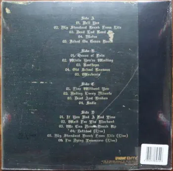 <u>PRESSING INFO</u><br><table class=inf_press><tbody><tr class=inf_info><td class=inf_title>Album:</td><td class=inf_info> Remains on Red with Black Splatter | Red with Black Splatter (Vagrant Webstore Exclusive)  </td></tr>
    <td class=inf_title>Pressing:</td><td> Fourth Pressing /1000  </td></tr>
    <td class=inf_title>Release Date:</td><td> Feb. 3rd 2023  </td></tr>
    <td class=inf_title>Album Pressed:</td><td> 2023  </td></tr>
    <td class=inf_title>Label:</td><td> Vagrant Records/BMG 538803950  </td></tr>
    <td class=inf_title>Insert:</td><td> none  </td></tr>
    <td class=inf_title>Barcode:</td><td> 4 050538-803952  </td></tr>
    <td class=inf_title>Side A Matrix:</td><td> 1D-97215 / 538803950 - A 251682E1/A  </td></tr>
    <td class=inf_title>Side B Matrix:</td><td> 1D-97215 / 538803950 - B 251682E2/A  </td></tr>
    <td class=inf_title>Side C Matrix:</td><td> 10-97215 / 538803950 - C 251682E3/A  </td></tr>
    <td class=inf_title>Side D Matrix:</td><td> 10-97215 / 538803950 - D 251682E4/A  </td></tr>
    <td class=inf_title>&nbsp;</td><td> <a href=https://www.discogs.com/release/25995550 target=_blank rel=noopener noreferrer>View This Release on Discogs</a>  </tr></tbody></table>
<br><u>PRICING</u><span class='less' style='padding-left: 8px; color: var(--font-colour_grey);'>(prices shown in USD)</span><br><table class='inf_press'><tbody><tr class='inf_info'>
            <td class='inf_title'>Last Sold:</td>
            <td>$63.00 (Mar 21, 2026)</td>
            </tr><tr class='inf_info'>
            <td class='inf_title'>History:</td>
            <td>
                <span class='price-low' title='Sold on Mar 10, 2023'>Low: <span class='price-value'>$22.00</span></span>
                <span class='price-separator'>|</span>
                <span class='price-avg'>Avg: <span class='price-value'>$48.97</span></span>
                <span class='price-separator'>|</span>
                <span class='price-high' title='Sold on Mar 21, 2026'>High: <span class='price-value'>$63.00</span></span>
            </td>
            </tr></tbody></table><br>    <br><br><u>TRACKLIST</u><br><table class='inf_tracks'><tbody><tr>
            <td class='inf_num'>A1</td>
            <td class='inf_trk'>Hell Yes</td>
            <td class='inf_len'>3:49</td>
            <td><a href='#' class='lyric-link' data-album-code='remains' data-song-title='Hell Yes'>Lyrics</a></td></tr><tr>
            <td class='inf_num'>A2</td>
            <td class='inf_trk'>My Standard Break From Life</td>
            <td class='inf_len'>2:34</td>
            <td><a href='#' class='lyric-link' data-album-code='remains' data-song-title='My Standard Break From Life'>Lyrics</a></td></tr><tr>
            <td class='inf_num'>A3</td>
            <td class='inf_trk'>Dead End Road</td>
            <td class='inf_len'>3:08</td>
            <td><a href='#' class='lyric-link' data-album-code='remains' data-song-title='Dead End Road'>Lyrics</a></td></tr><tr>
            <td class='inf_num'>A4</td>
            <td class='inf_trk'>Metro</td>
            <td class='inf_len'>3:41</td>
            <td><a href='#' class='lyric-link' data-album-code='remains' data-song-title='Metro'>Lyrics</a></td></tr><tr>
            <td class='inf_num'>A5</td>
            <td class='inf_trk'>Jaked On Green Beers</td>
            <td class='inf_len'>3:27</td>
            <td><a href='#' class='lyric-link' data-album-code='remains' data-song-title='Jaked On Green Beers'>Lyrics</a></td></tr><tr>
            <td class='inf_num'>B1</td>
            <td class='inf_trk'>Queen Of Pain</td>
            <td class='inf_len'>3:56</td>
            <td><a href='#' class='lyric-link' data-album-code='remains' data-song-title='Queen Of Pain'>Lyrics</a></td></tr><tr>
            <td class='inf_num'>B2</td>
            <td class='inf_trk'>While You’re Waiting</td>
            <td class='inf_len'>4:06</td>
            <td><a href='#' class='lyric-link' data-album-code='remains' data-song-title='While You’re Waiting'>Lyrics</a></td></tr><tr>
            <td class='inf_num'>B3</td>
            <td class='inf_trk'>Rooftops</td>
            <td class='inf_len'>2:15</td>
            <td><a href='#' class='lyric-link' data-album-code='remains' data-song-title='Rooftops'>Lyrics</a></td></tr><tr>
            <td class='inf_num'>B4</td>
            <td class='inf_trk'>Old School Reasons</td>
            <td class='inf_len'>2:51</td>
            <td><a href='#' class='lyric-link' data-album-code='remains' data-song-title='Old School Reasons'>Lyrics</a></td></tr><tr>
            <td class='inf_num'>B5</td>
            <td class='inf_trk'>Warbrain</td>
            <td class='inf_len'>2:28</td>
            <td><a href='#' class='lyric-link' data-album-code='remains' data-song-title='Warbrain'>Lyrics</a></td></tr><tr>
            <td class='inf_num'>C1</td>
            <td class='inf_trk'>Fine Without You</td>
            <td class='inf_len'>3:15</td>
            <td><a href='#' class='lyric-link' data-album-code='remains' data-song-title='Fine Without You'>Lyrics</a></td></tr><tr>
            <td class='inf_num'>C2</td>
            <td class='inf_trk'>Hating Every Minute</td>
            <td class='inf_len'>3:03</td>
            <td><a href='#' class='lyric-link' data-album-code='remains' data-song-title='Hating Every Minute'>Lyrics</a></td></tr><tr>
            <td class='inf_num'>C3</td>
            <td class='inf_trk'>Dead And Broken</td>
            <td class='inf_len'>2:09</td>
            <td><a href='#' class='lyric-link' data-album-code='remains' data-song-title='Dead And Broken'>Lyrics</a></td></tr><tr>
            <td class='inf_num'>C4</td>
            <td class='inf_trk'>Sadie</td>
            <td class='inf_len'>4:38</td>
            <td><a href='#' class='lyric-link' data-album-code='remains' data-song-title='Sadie'>Lyrics</a></td></tr><tr>
            <td class='inf_num'>D1</td>
            <td class='inf_trk'>If You Had A Bad Time</td>
            <td class='inf_len'>3:38</td>
            <td><a href='#' class='lyric-link' data-album-code='remains' data-song-title='If You Had A Bad Time'>Lyrics</a></td></tr><tr>
            <td class='inf_num'>D2</td>
            <td class='inf_trk'>Wait For The Blackout</td>
            <td class='inf_len'>3:28</td>
            <td><a href='#' class='lyric-link' data-album-code='remains' data-song-title='Wait For The Blackout'>Lyrics</a></td></tr><tr>
            <td class='inf_num'>D3</td>
            <td class='inf_trk'>We Can Never Break Up</td>
            <td class='inf_len'>3:10</td>
            <td><a href='#' class='lyric-link' data-album-code='remains' data-song-title='We Can Never Break Up'>Lyrics</a></td></tr><tr>
            <td class='inf_num'>D4</td>
            <td class='inf_trk'>Dethbed (Live)</td>
            <td class='inf_len'>3:12</td>
            <td><a href='#' class='lyric-link' data-album-code='remains' data-song-title='Dethbed (Live)'>Lyrics</a></td></tr><tr>
            <td class='inf_num'>D5</td>
            <td class='inf_trk'>My Standard Break From Life (Live Acoustic)</td>
            <td class='inf_len'>3:42</td>
            <td><a href='#' class='lyric-link' data-album-code='remains' data-song-title='My Standard Break From Life (Live Acoustic)'>Lyrics</a></td></tr><tr>
            <td class='inf_num'>D6</td>
            <td class='inf_trk'>I’m Dying Tomorrow (Live)</td>
            <td class='inf_len'>2:31</td>
            <td><a href='#' class='lyric-link' data-album-code='remains' data-song-title='I’m Dying Tomorrow (Live)'>Lyrics</a></td></tr></tbody></table><br><br>
    <u>NOTES</u><br> Vagrant Webstore Exclusive. Vagrant 25th hype sticker states Limited Vinyl Color. Tri-fold jacket with an affixed booklet on the center panel. This pressing is missing 2 songs from the earlier pressings. 'Buried' on side B, and 'Don't Say You Won't' on side C are both absent. 
 - Back
