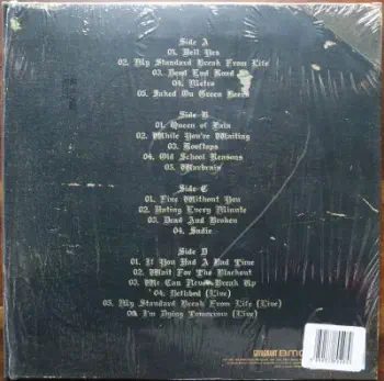 <u>PRESSING INFO</u><br><table class=inf_press><tbody><tr class=inf_info><td class=inf_title>Album:</td><td class=inf_info> Remains on White with Red Splatter | White with Red Splatter (Newbury Comics Exclusive)  </td></tr>
    <td class=inf_title>Pressing:</td><td> Fourth Pressing /500  </td></tr>
    <td class=inf_title>Release Date:</td><td> Feb. 3rd 2023  </td></tr>
    <td class=inf_title>Album Pressed:</td><td> 2023  </td></tr>
    <td class=inf_title>Label:</td><td> Vagrant Records/BMG 538803950  </td></tr>
    <td class=inf_title>Insert:</td><td> none  </td></tr>
    <td class=inf_title>Barcode:</td><td> 4 050538-803952  </td></tr>
    <td class=inf_title>Side A Matrix:</td><td> 1D-97215 / 538803950 - A 251682E1/A  </td></tr>
    <td class=inf_title>Side B Matrix:</td><td> 1D-97215 / 538803950 - B 251682E2/A  </td></tr>
    <td class=inf_title>Side C Matrix:</td><td> 10-97215 / 538803950 - C 251682E3/A  </td></tr>
    <td class=inf_title>Side D Matrix:</td><td> 10-97215 / 538803950 - D 251682E4/A  </td></tr>
    <td class=inf_title>&nbsp;</td><td> <a href=https://www.discogs.com/release/25982479 target=_blank rel=noopener noreferrer>View This Release on Discogs</a>  </tr></tbody></table>
<br><u>PRICING</u><span class='less' style='padding-left: 8px; color: var(--font-colour_grey);'>(prices shown in USD)</span><br><table class='inf_press'><tbody><tr class='inf_info'>
            <td class='inf_title'>Last Sold:</td>
            <td>$67.00 (Feb 5, 2026)</td>
            </tr><tr class='inf_info'>
            <td class='inf_title'>History:</td>
            <td>
                <span class='price-low' title='Sold on Aug 7, 2024'>Low: <span class='price-value'>$29.00</span></span>
                <span class='price-separator'>|</span>
                <span class='price-avg'>Avg: <span class='price-value'>$55.67</span></span>
                <span class='price-separator'>|</span>
                <span class='price-high' title='Sold on Dec 5, 2023'>High: <span class='price-value'>$72.00</span></span>
            </td>
            </tr></tbody></table><br>    <br><br><u>TRACKLIST</u><br><table class='inf_tracks'><tbody><tr>
            <td class='inf_num'>A1</td>
            <td class='inf_trk'>Hell Yes</td>
            <td class='inf_len'>3:49</td>
            <td><a href='#' class='lyric-link' data-album-code='remains' data-song-title='Hell Yes'>Lyrics</a></td></tr><tr>
            <td class='inf_num'>A2</td>
            <td class='inf_trk'>My Standard Break From Life</td>
            <td class='inf_len'>2:34</td>
            <td><a href='#' class='lyric-link' data-album-code='remains' data-song-title='My Standard Break From Life'>Lyrics</a></td></tr><tr>
            <td class='inf_num'>A3</td>
            <td class='inf_trk'>Dead End Road</td>
            <td class='inf_len'>3:08</td>
            <td><a href='#' class='lyric-link' data-album-code='remains' data-song-title='Dead End Road'>Lyrics</a></td></tr><tr>
            <td class='inf_num'>A4</td>
            <td class='inf_trk'>Metro</td>
            <td class='inf_len'>3:41</td>
            <td><a href='#' class='lyric-link' data-album-code='remains' data-song-title='Metro'>Lyrics</a></td></tr><tr>
            <td class='inf_num'>A5</td>
            <td class='inf_trk'>Jaked On Green Beers</td>
            <td class='inf_len'>3:27</td>
            <td><a href='#' class='lyric-link' data-album-code='remains' data-song-title='Jaked On Green Beers'>Lyrics</a></td></tr><tr>
            <td class='inf_num'>B1</td>
            <td class='inf_trk'>Queen Of Pain</td>
            <td class='inf_len'>3:56</td>
            <td><a href='#' class='lyric-link' data-album-code='remains' data-song-title='Queen Of Pain'>Lyrics</a></td></tr><tr>
            <td class='inf_num'>B2</td>
            <td class='inf_trk'>While You’re Waiting</td>
            <td class='inf_len'>4:06</td>
            <td><a href='#' class='lyric-link' data-album-code='remains' data-song-title='While You’re Waiting'>Lyrics</a></td></tr><tr>
            <td class='inf_num'>B3</td>
            <td class='inf_trk'>Rooftops</td>
            <td class='inf_len'>2:15</td>
            <td><a href='#' class='lyric-link' data-album-code='remains' data-song-title='Rooftops'>Lyrics</a></td></tr><tr>
            <td class='inf_num'>B4</td>
            <td class='inf_trk'>Old School Reasons</td>
            <td class='inf_len'>2:51</td>
            <td><a href='#' class='lyric-link' data-album-code='remains' data-song-title='Old School Reasons'>Lyrics</a></td></tr><tr>
            <td class='inf_num'>B5</td>
            <td class='inf_trk'>Warbrain</td>
            <td class='inf_len'>2:28</td>
            <td><a href='#' class='lyric-link' data-album-code='remains' data-song-title='Warbrain'>Lyrics</a></td></tr><tr>
            <td class='inf_num'>C1</td>
            <td class='inf_trk'>Fine Without You</td>
            <td class='inf_len'>3:15</td>
            <td><a href='#' class='lyric-link' data-album-code='remains' data-song-title='Fine Without You'>Lyrics</a></td></tr><tr>
            <td class='inf_num'>C2</td>
            <td class='inf_trk'>Hating Every Minute</td>
            <td class='inf_len'>3:03</td>
            <td><a href='#' class='lyric-link' data-album-code='remains' data-song-title='Hating Every Minute'>Lyrics</a></td></tr><tr>
            <td class='inf_num'>C3</td>
            <td class='inf_trk'>Dead And Broken</td>
            <td class='inf_len'>2:09</td>
            <td><a href='#' class='lyric-link' data-album-code='remains' data-song-title='Dead And Broken'>Lyrics</a></td></tr><tr>
            <td class='inf_num'>C4</td>
            <td class='inf_trk'>Sadie</td>
            <td class='inf_len'>4:38</td>
            <td><a href='#' class='lyric-link' data-album-code='remains' data-song-title='Sadie'>Lyrics</a></td></tr><tr>
            <td class='inf_num'>D1</td>
            <td class='inf_trk'>If You Had A Bad Time</td>
            <td class='inf_len'>3:38</td>
            <td><a href='#' class='lyric-link' data-album-code='remains' data-song-title='If You Had A Bad Time'>Lyrics</a></td></tr><tr>
            <td class='inf_num'>D2</td>
            <td class='inf_trk'>Wait For The Blackout</td>
            <td class='inf_len'>3:28</td>
            <td><a href='#' class='lyric-link' data-album-code='remains' data-song-title='Wait For The Blackout'>Lyrics</a></td></tr><tr>
            <td class='inf_num'>D3</td>
            <td class='inf_trk'>We Can Never Break Up</td>
            <td class='inf_len'>3:10</td>
            <td><a href='#' class='lyric-link' data-album-code='remains' data-song-title='We Can Never Break Up'>Lyrics</a></td></tr><tr>
            <td class='inf_num'>D4</td>
            <td class='inf_trk'>Dethbed (Live)</td>
            <td class='inf_len'>3:12</td>
            <td><a href='#' class='lyric-link' data-album-code='remains' data-song-title='Dethbed (Live)'>Lyrics</a></td></tr><tr>
            <td class='inf_num'>D5</td>
            <td class='inf_trk'>My Standard Break From Life (Live Acoustic)</td>
            <td class='inf_len'>3:42</td>
            <td><a href='#' class='lyric-link' data-album-code='remains' data-song-title='My Standard Break From Life (Live Acoustic)'>Lyrics</a></td></tr><tr>
            <td class='inf_num'>D6</td>
            <td class='inf_trk'>I’m Dying Tomorrow (Live)</td>
            <td class='inf_len'>2:31</td>
            <td><a href='#' class='lyric-link' data-album-code='remains' data-song-title='I’m Dying Tomorrow (Live)'>Lyrics</a></td></tr></tbody></table><br><br>
    <u>NOTES</u><br> Newbury Comics Exclusive. Tri-fold jacket with an affixed booklet on the center panel. This pressing is missing 2 songs from the earlier pressings. 'Buried' on side B, and 'Don't Say You Won't' on side C are both absent. 
 - Back