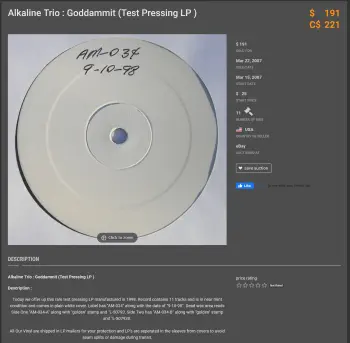 <u>PRESSING INFO</u><br><table class=inf_press><tbody><tr class=inf_info><td class=inf_title>Album:</td><td class=inf_info> Goddamnit (Test Press) on Black (White Labels)  </td></tr>
    <td class=inf_title>Pressing:</td><td> First Pressing /4  </td></tr>
    <td class=inf_title>Release Date:</td><td> Oct. 13th 1998  </td></tr>
    <td class=inf_title>Album Pressed:</td><td> Sept. 10th 1998  </td></tr>
    <td class=inf_title>Label:</td><td> Asianman Records AM-034  </td></tr>
    <td class=inf_title>Insert:</td><td> none  </td></tr>
    <td class=inf_title>Barcode:</td><td> none  </td></tr>
    <td class=inf_title>Side A Matrix:</td><td> [etched] AM-034-A L-50793 [stamped] GOLDEN  </td></tr>
    <td class=inf_title>Side B Matrix:</td><td> [etched] AM-034-B L-50793x [stamped] GOLDEN  </td></tr>
    <td class=inf_title>&nbsp;</td><td> <a href= target=_blank rel=noopener noreferrer>View This Release on Discogs</a>  </tr></tbody></table>
    
    <u>NOTES</u><br> Came in a plain white test pressing sleeve.
 - Auth
