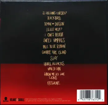 <u>PRESSING INFO</u><br><table class=inf_press><tbody><tr class=inf_info><td class=inf_title>Album:</td><td class=inf_info> Is This Thing Cursed? (USA Edition) </td></tr>
    <td class=inf_title>Pressing:</td><td> CD </td></tr>
    <td class=inf_title>Release Date:</td><td> Aug. 31st 2018  </td></tr>
    <td class=inf_title>Label:</td><td> Epitaph  </td></tr>
    <td class=inf_title>Catalog Number:</td><td> 87631-2 </td></tr>
    <td class=inf_title>Barcode:</td><td> 045778763122  </td></tr>
    <td class=inf_title>&nbsp;</td><td> <a href=https://www.discogs.com/release/12448930 target=_blank rel=noopener noreferrer>View This Release on Discogs</a> </tr></tbody></table>
    <br><br><u>TRACKLIST</u><br><table class='inf_tracks'><tbody><tr>
            <td class='inf_num'>1</td>
            <td class='inf_trk'>Is This Thing Cursed?</td>
            <td class='inf_len'>2:44</td>
            <td><a href='#' class='lyric-link' data-album-code='ittc' data-song-title='Is This Thing Cursed?'>Lyrics</a></td></tr><tr>
            <td class='inf_num'>2</td>
            <td class='inf_trk'>Blackbird</td>
            <td class='inf_len'>3:20</td>
            <td><a href='#' class='lyric-link' data-album-code='ittc' data-song-title='Blackbird'>Lyrics</a></td></tr><tr>
            <td class='inf_num'>3</td>
            <td class='inf_trk'>Demon And Division</td>
            <td class='inf_len'>3:16</td>
            <td><a href='#' class='lyric-link' data-album-code='ittc' data-song-title='Demon And Division'>Lyrics</a></td></tr><tr>
            <td class='inf_num'>4</td>
            <td class='inf_trk'>Little Help?</td>
            <td class='inf_len'>2:23</td>
            <td><a href='#' class='lyric-link' data-album-code='ittc' data-song-title='Little Help?'>Lyrics</a></td></tr><tr>
            <td class='inf_num'>5</td>
            <td class='inf_trk'>I Cant Believe</td>
            <td class='inf_len'>4:01</td>
            <td><a href='#' class='lyric-link' data-album-code='ittc' data-song-title='I Cant Believe'>Lyrics</a></td></tr><tr>
            <td class='inf_num'>6</td>
            <td class='inf_trk'>Sweet Vampires</td>
            <td class='inf_len'>3:23</td>
            <td><a href='#' class='lyric-link' data-album-code='ittc' data-song-title='Sweet Vampires'>Lyrics</a></td></tr><tr>
            <td class='inf_num'>7</td>
            <td class='inf_trk'>Pale Blue Ribbon</td>
            <td class='inf_len'>2:00</td>
            <td><a href='#' class='lyric-link' data-album-code='ittc' data-song-title='Pale Blue Ribbon'>Lyrics</a></td></tr><tr>
            <td class='inf_num'>8</td>
            <td class='inf_trk'>Goodbye Fire Island</td>
            <td class='inf_len'>3:32</td>
            <td><a href='#' class='lyric-link' data-album-code='ittc' data-song-title='Goodbye Fire Island'>Lyrics</a></td></tr><tr>
            <td class='inf_num'>9</td>
            <td class='inf_trk'>Stay</td>
            <td class='inf_len'>3:29</td>
            <td><a href='#' class='lyric-link' data-album-code='ittc' data-song-title='Stay'>Lyrics</a></td></tr><tr>
            <td class='inf_num'>10</td>
            <td class='inf_trk'>Heart Attacks</td>
            <td class='inf_len'>2:20</td>
            <td><a href='#' class='lyric-link' data-album-code='ittc' data-song-title='Heart Attacks'>Lyrics</a></td></tr><tr>
            <td class='inf_num'>11</td>
            <td class='inf_trk'>Worn So Thin</td>
            <td class='inf_len'>2:35</td>
            <td><a href='#' class='lyric-link' data-album-code='ittc' data-song-title='Worn So Thin'>Lyrics</a></td></tr><tr>
            <td class='inf_num'>12</td>
            <td class='inf_trk'>Throw Me To The Lions</td>
            <td class='inf_len'>3:18</td>
            <td><a href='#' class='lyric-link' data-album-code='ittc' data-song-title='Throw Me To The Lions'>Lyrics</a></td></tr><tr>
            <td class='inf_num'>13</td>
            <td class='inf_trk'>Krystalline</td>
            <td class='inf_len'>3:30</td>
            <td><a href='#' class='lyric-link' data-album-code='ittc' data-song-title='Krystalline'>Lyrics</a></td></tr></tbody></table><br><br>
    <u>NOTES</u><br> 
 - Back