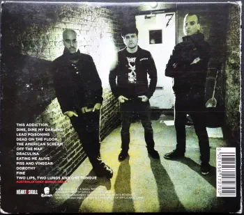 <u>PRESSING INFO</u><br><table class=inf_press><tbody><tr class=inf_info><td class=inf_title>Album:</td><td class=inf_info> This Addiction (Australian Edition) </td></tr>
    <td class=inf_title>Pressing:</td><td> CD </td></tr>
    <td class=inf_title>Release Date:</td><td> Feb. 23rd 2010  </td></tr>
    <td class=inf_title>Label:</td><td> Epitaph  </td></tr>
    <td class=inf_title>Catalog Number:</td><td> E87075-2 </td></tr>
    <td class=inf_title>Barcode:</td><td> 5021456172702  </td></tr>
    <td class=inf_title>&nbsp;</td><td> <a href=https://www.discogs.com/release/12494490 target=_blank rel=noopener noreferrer>View This Release on Discogs</a> </tr></tbody></table>
    <br><br><u>TRACKLIST</u><br><table class='inf_tracks'><tbody><tr>
            <td class='inf_num'>1</td>
            <td class='inf_trk'>This Addiction</td>
            <td class='inf_len'>2:35</td>
            <td><a href='#' class='lyric-link' data-album-code='ta' data-song-title='This Addiction'>Lyrics</a></td></tr><tr>
            <td class='inf_num'>2</td>
            <td class='inf_trk'>Dine, Dine My Darling</td>
            <td class='inf_len'>2:58</td>
            <td><a href='#' class='lyric-link' data-album-code='ta' data-song-title='Dine, Dine My Darling'>Lyrics</a></td></tr><tr>
            <td class='inf_num'>3</td>
            <td class='inf_trk'>Lead Poisoning</td>
            <td class='inf_len'>2:37</td>
            <td><a href='#' class='lyric-link' data-album-code='ta' data-song-title='Lead Poisoning'>Lyrics</a></td></tr><tr>
            <td class='inf_num'>4</td>
            <td class='inf_trk'>Dead On The Floor</td>
            <td class='inf_len'>4:20</td>
            <td><a href='#' class='lyric-link' data-album-code='ta' data-song-title='Dead On The Floor'>Lyrics</a></td></tr><tr>
            <td class='inf_num'>5</td>
            <td class='inf_trk'>The American Scream</td>
            <td class='inf_len'>3:00</td>
            <td><a href='#' class='lyric-link' data-album-code='ta' data-song-title='The American Scream'>Lyrics</a></td></tr><tr>
            <td class='inf_num'>6</td>
            <td class='inf_trk'>Off The Map</td>
            <td class='inf_len'>3:16</td>
            <td><a href='#' class='lyric-link' data-album-code='ta' data-song-title='Off The Map'>Lyrics</a></td></tr><tr>
            <td class='inf_num'>7</td>
            <td class='inf_trk'>Draculina</td>
            <td class='inf_len'>3:34</td>
            <td><a href='#' class='lyric-link' data-album-code='ta' data-song-title='Draculina'>Lyrics</a></td></tr><tr>
            <td class='inf_num'>8</td>
            <td class='inf_trk'>Eating Me Alive</td>
            <td class='inf_len'>2:53</td>
            <td><a href='#' class='lyric-link' data-album-code='ta' data-song-title='Eating Me Alive'>Lyrics</a></td></tr><tr>
            <td class='inf_num'>9</td>
            <td class='inf_trk'>Piss And Vinegar</td>
            <td class='inf_len'>2:28</td>
            <td><a href='#' class='lyric-link' data-album-code='ta' data-song-title='Piss And Vinegar'>Lyrics</a></td></tr><tr>
            <td class='inf_num'>10</td>
            <td class='inf_trk'>Dorothy</td>
            <td class='inf_len'>3:32</td>
            <td><a href='#' class='lyric-link' data-album-code='ta' data-song-title='Dorothy'>Lyrics</a></td></tr><tr>
            <td class='inf_num'>11</td>
            <td class='inf_trk'>Fine</td>
            <td class='inf_len'>3:17</td>
            <td><a href='#' class='lyric-link' data-album-code='ta' data-song-title='Fine'>Lyrics</a></td></tr><tr>
            <td class='inf_num'>12</td>
            <td class='inf_trk'>Two Lips, Two Lung, And One Tongue</td>
            <td class='inf_len'>3:00</td>
            <td><a href='#' class='lyric-link' data-album-code='ta' data-song-title='Two Lips, Two Lung, And One Tongue'>Lyrics</a></td></tr></tbody></table><br><br>
    <u>NOTES</u><br> 
 - Back
