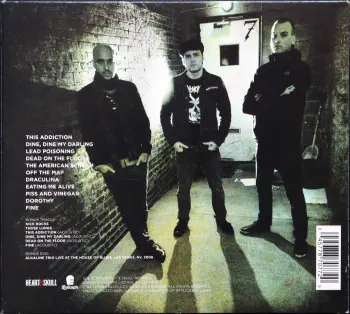 <u>PRESSING INFO</u><br><table class=inf_press><tbody><tr class=inf_info><td class=inf_title>Album:</td><td class=inf_info> This Addiction (USA Deluxe Edition) </td></tr>
    <td class=inf_title>Pressing:</td><td> CD/DVD </td></tr>
    <td class=inf_title>Release Date:</td><td> Feb. 23rd 2010  </td></tr>
    <td class=inf_title>Label:</td><td> Epitaph  </td></tr>
    <td class=inf_title>Catalog Number:</td><td> 87077-2 / 87077-9 </td></tr>
    <td class=inf_title>Barcode:</td><td> 045778707720  </td></tr>
    <td class=inf_title>&nbsp;</td><td> <a href=https://www.discogs.com/release/2152720 target=_blank rel=noopener noreferrer>View This Release on Discogs</a> </tr></tbody></table>
    <br><br><u>TRACKLIST</u><br><table class='inf_tracks'><tbody><tr>
            <td class='inf_num'>1</td>
            <td class='inf_trk'>This Addiction</td>
            <td class='inf_len'>2:35</td>
            <td><a href='#' class='lyric-link' data-album-code='ta' data-song-title='This Addiction'>Lyrics</a></td></tr><tr>
            <td class='inf_num'>2</td>
            <td class='inf_trk'>Dine, Dine My Darling</td>
            <td class='inf_len'>2:58</td>
            <td><a href='#' class='lyric-link' data-album-code='ta' data-song-title='Dine, Dine My Darling'>Lyrics</a></td></tr><tr>
            <td class='inf_num'>3</td>
            <td class='inf_trk'>Lead Poisoning</td>
            <td class='inf_len'>2:37</td>
            <td><a href='#' class='lyric-link' data-album-code='ta' data-song-title='Lead Poisoning'>Lyrics</a></td></tr><tr>
            <td class='inf_num'>4</td>
            <td class='inf_trk'>Dead On The Floor</td>
            <td class='inf_len'>4:20</td>
            <td><a href='#' class='lyric-link' data-album-code='ta' data-song-title='Dead On The Floor'>Lyrics</a></td></tr><tr>
            <td class='inf_num'>5</td>
            <td class='inf_trk'>The American Scream</td>
            <td class='inf_len'>3:00</td>
            <td><a href='#' class='lyric-link' data-album-code='ta' data-song-title='The American Scream'>Lyrics</a></td></tr><tr>
            <td class='inf_num'>6</td>
            <td class='inf_trk'>Off The Map</td>
            <td class='inf_len'>3:16</td>
            <td><a href='#' class='lyric-link' data-album-code='ta' data-song-title='Off The Map'>Lyrics</a></td></tr><tr>
            <td class='inf_num'>7</td>
            <td class='inf_trk'>Draculina</td>
            <td class='inf_len'>3:34</td>
            <td><a href='#' class='lyric-link' data-album-code='ta' data-song-title='Draculina'>Lyrics</a></td></tr><tr>
            <td class='inf_num'>8</td>
            <td class='inf_trk'>Eating Me Alive</td>
            <td class='inf_len'>2:53</td>
            <td><a href='#' class='lyric-link' data-album-code='ta' data-song-title='Eating Me Alive'>Lyrics</a></td></tr><tr>
            <td class='inf_num'>9</td>
            <td class='inf_trk'>Piss And Vinegar</td>
            <td class='inf_len'>2:28</td>
            <td><a href='#' class='lyric-link' data-album-code='ta' data-song-title='Piss And Vinegar'>Lyrics</a></td></tr><tr>
            <td class='inf_num'>10</td>
            <td class='inf_trk'>Dorothy</td>
            <td class='inf_len'>3:32</td>
            <td><a href='#' class='lyric-link' data-album-code='ta' data-song-title='Dorothy'>Lyrics</a></td></tr><tr>
            <td class='inf_num'>11</td>
            <td class='inf_trk'>Fine</td>
            <td class='inf_len'>3:17</td>
            <td><a href='#' class='lyric-link' data-album-code='ta' data-song-title='Fine'>Lyrics</a></td></tr><tr>
            <td class='inf_num'>CD1 12</td>
            <td class='inf_trk'>Kick Rocks</td>
            <td class='inf_len'>?:??</td>
            <td><a href='#' class='lyric-link' data-album-code='ta' data-song-title='Kick Rocks'>Lyrics</a></td></tr><tr>
            <td class='inf_num'>CD1 13</td>
            <td class='inf_trk'>Those Lungs</td>
            <td class='inf_len'>?:??</td>
            <td><a href='#' class='lyric-link' data-album-code='ta' data-song-title='Those Lungs'>Lyrics</a></td></tr><tr>
            <td class='inf_num'>CD1 14</td>
            <td class='inf_trk'>This Addiction (Acoustic)</td>
            <td class='inf_len'>?:??</td>
            <td><a href='#' class='lyric-link' data-album-code='ta' data-song-title='This Addiction (Acoustic)'>Lyrics</a></td></tr><tr>
            <td class='inf_num'>CD1 15</td>
            <td class='inf_trk'>Dine, Dine My Darling (Acoustic)</td>
            <td class='inf_len'>?:??</td>
            <td><a href='#' class='lyric-link' data-album-code='ta' data-song-title='Dine, Dine My Darling (Acoustic)'>Lyrics</a></td></tr><tr>
            <td class='inf_num'>CD1 16</td>
            <td class='inf_trk'>Dead On The Floor (Acoustic)</td>
            <td class='inf_len'>?:??</td>
            <td><a href='#' class='lyric-link' data-album-code='ta' data-song-title='Dead On The Floor (Acoustic)'>Lyrics</a></td></tr><tr>
            <td class='inf_num'>CD1 17</td>
            <td class='inf_trk'>Fine (Acoustic)</td>
            <td class='inf_len'>?:??</td>
            <td><a href='#' class='lyric-link' data-album-code='ta' data-song-title='Fine (Acoustic)'>Lyrics</a></td></tr><tr>
            <td class='inf_num'>DVD 1</td>
            <td class='inf_trk'>Calling All The Skeletons</td>
            <td class='inf_len'>?:??</td>
            <td><a href='#' class='lyric-link' data-album-code='ta' data-song-title='Calling All The Skeletons'>Lyrics</a></td></tr><tr>
            <td class='inf_num'>DVD 10</td>
            <td class='inf_trk'>Time To Waste</td>
            <td class='inf_len'>?:??</td>
            <td><a href='#' class='lyric-link' data-album-code='ta' data-song-title='Time To Waste'>Lyrics</a></td></tr><tr>
            <td class='inf_num'>DVD 11</td>
            <td class='inf_trk'>Armageddon</td>
            <td class='inf_len'>?:??</td>
            <td><a href='#' class='lyric-link' data-album-code='ta' data-song-title='Armageddon'>Lyrics</a></td></tr><tr>
            <td class='inf_num'>DVD 12</td>
            <td class='inf_trk'>Love Love, Kiss Kiss</td>
            <td class='inf_len'>?:??</td>
            <td><a href='#' class='lyric-link' data-album-code='ta' data-song-title='Love Love, Kiss Kiss'>Lyrics</a></td></tr><tr>
            <td class='inf_num'>DVD 13</td>
            <td class='inf_trk'>Goodbye Forever</td>
            <td class='inf_len'>?:??</td>
            <td><a href='#' class='lyric-link' data-album-code='ta' data-song-title='Goodbye Forever'>Lyrics</a></td></tr><tr>
            <td class='inf_num'>DVD 14</td>
            <td class='inf_trk'>My Little Needle</td>
            <td class='inf_len'>?:??</td>
            <td><a href='#' class='lyric-link' data-album-code='ta' data-song-title='My Little Needle'>Lyrics</a></td></tr><tr>
            <td class='inf_num'>DVD 15</td>
            <td class='inf_trk'>Crawl</td>
            <td class='inf_len'>?:??</td>
            <td><a href='#' class='lyric-link' data-album-code='ta' data-song-title='Crawl'>Lyrics</a></td></tr><tr>
            <td class='inf_num'>DVD 16</td>
            <td class='inf_trk'>Help Me</td>
            <td class='inf_len'>?:??</td>
            <td><a href='#' class='lyric-link' data-album-code='ta' data-song-title='Help Me'>Lyrics</a></td></tr><tr>
            <td class='inf_num'>DVD 17</td>
            <td class='inf_trk'>My Friend Peter</td>
            <td class='inf_len'>?:??</td>
            <td><a href='#' class='lyric-link' data-album-code='ta' data-song-title='My Friend Peter'>Lyrics</a></td></tr><tr>
            <td class='inf_num'>DVD 18</td>
            <td class='inf_trk'>This Could Be Love</td>
            <td class='inf_len'>?:??</td>
            <td><a href='#' class='lyric-link' data-album-code='ta' data-song-title='This Could Be Love'>Lyrics</a></td></tr><tr>
            <td class='inf_num'>DVD 2</td>
            <td class='inf_trk'>Nose Over Tail</td>
            <td class='inf_len'>?:??</td>
            <td><a href='#' class='lyric-link' data-album-code='ta' data-song-title='Nose Over Tail'>Lyrics</a></td></tr><tr>
            <td class='inf_num'>DVD 3</td>
            <td class='inf_trk'>I Lied My Face Off</td>
            <td class='inf_len'>?:??</td>
            <td><a href='#' class='lyric-link' data-album-code='ta' data-song-title='I Lied My Face Off'>Lyrics</a></td></tr><tr>
            <td class='inf_num'>DVD 4</td>
            <td class='inf_trk'>I Found A Way</td>
            <td class='inf_len'>?:??</td>
            <td><a href='#' class='lyric-link' data-album-code='ta' data-song-title='I Found A Way'>Lyrics</a></td></tr><tr>
            <td class='inf_num'>DVD 5</td>
            <td class='inf_trk'>In Vein</td>
            <td class='inf_len'>?:??</td>
            <td><a href='#' class='lyric-link' data-album-code='ta' data-song-title='In Vein'>Lyrics</a></td></tr><tr>
            <td class='inf_num'>DVD 6</td>
            <td class='inf_trk'>Private Eye</td>
            <td class='inf_len'>?:??</td>
            <td><a href='#' class='lyric-link' data-album-code='ta' data-song-title='Private Eye'>Lyrics</a></td></tr><tr>
            <td class='inf_num'>DVD 7</td>
            <td class='inf_trk'>Mercy Me</td>
            <td class='inf_len'>?:??</td>
            <td><a href='#' class='lyric-link' data-album-code='ta' data-song-title='Mercy Me'>Lyrics</a></td></tr><tr>
            <td class='inf_num'>DVD 8</td>
            <td class='inf_trk'>Warbrain</td>
            <td class='inf_len'>?:??</td>
            <td><a href='#' class='lyric-link' data-album-code='ta' data-song-title='Warbrain'>Lyrics</a></td></tr><tr>
            <td class='inf_num'>DVD 9</td>
            <td class='inf_trk'>Blue Carolina</td>
            <td class='inf_len'>?:??</td>
            <td><a href='#' class='lyric-link' data-album-code='ta' data-song-title='Blue Carolina'>Lyrics</a></td></tr></tbody></table><br><br>
    <u>NOTES</u><br> 
 - Back